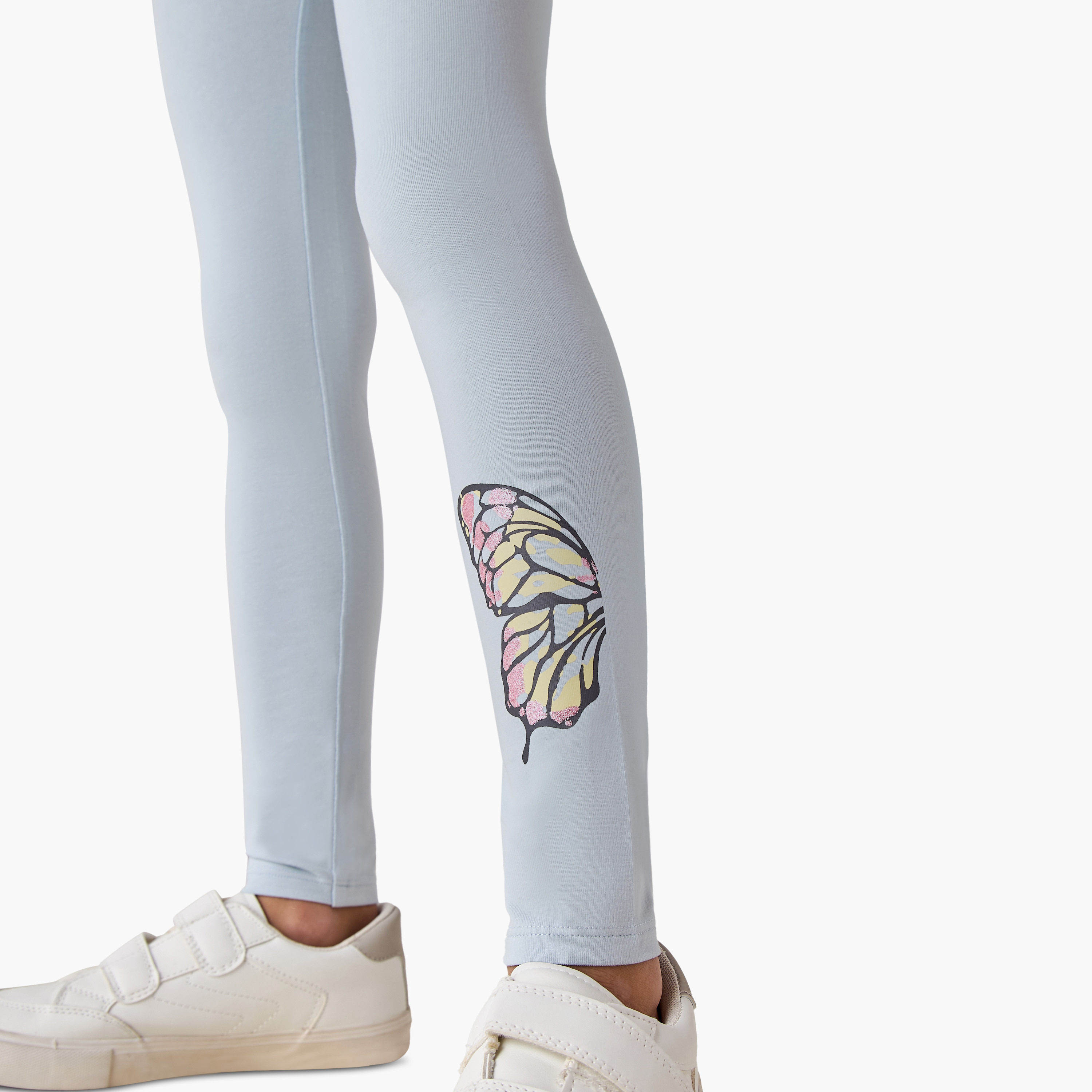 Juniors Printed Leggings with Elasticated Waistband-girls-clothing-bottoms-leggings-image-4
