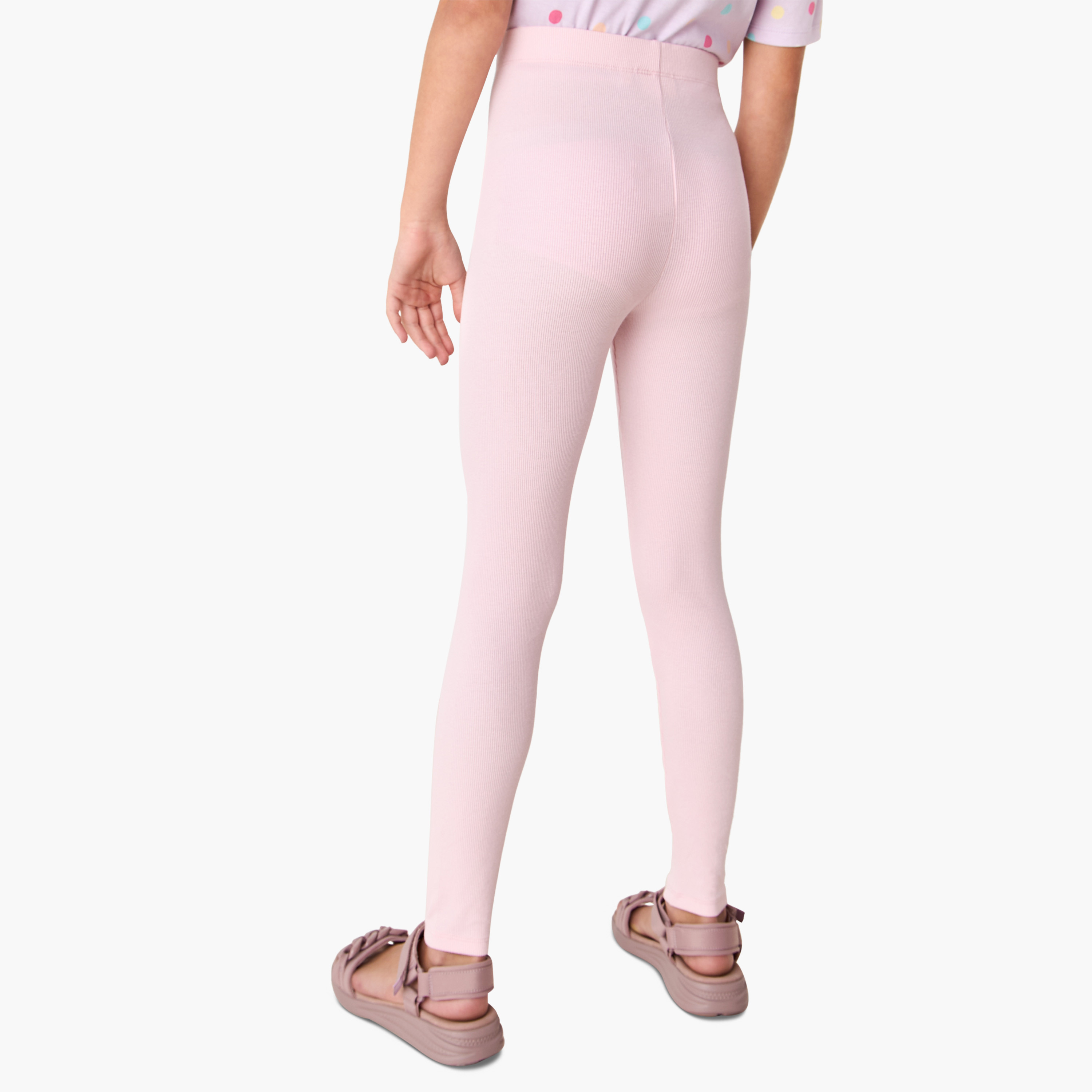 Juniors Ribbed Leggings with Elasticated Waistband-girls-clothing-bottoms-leggings-image-3