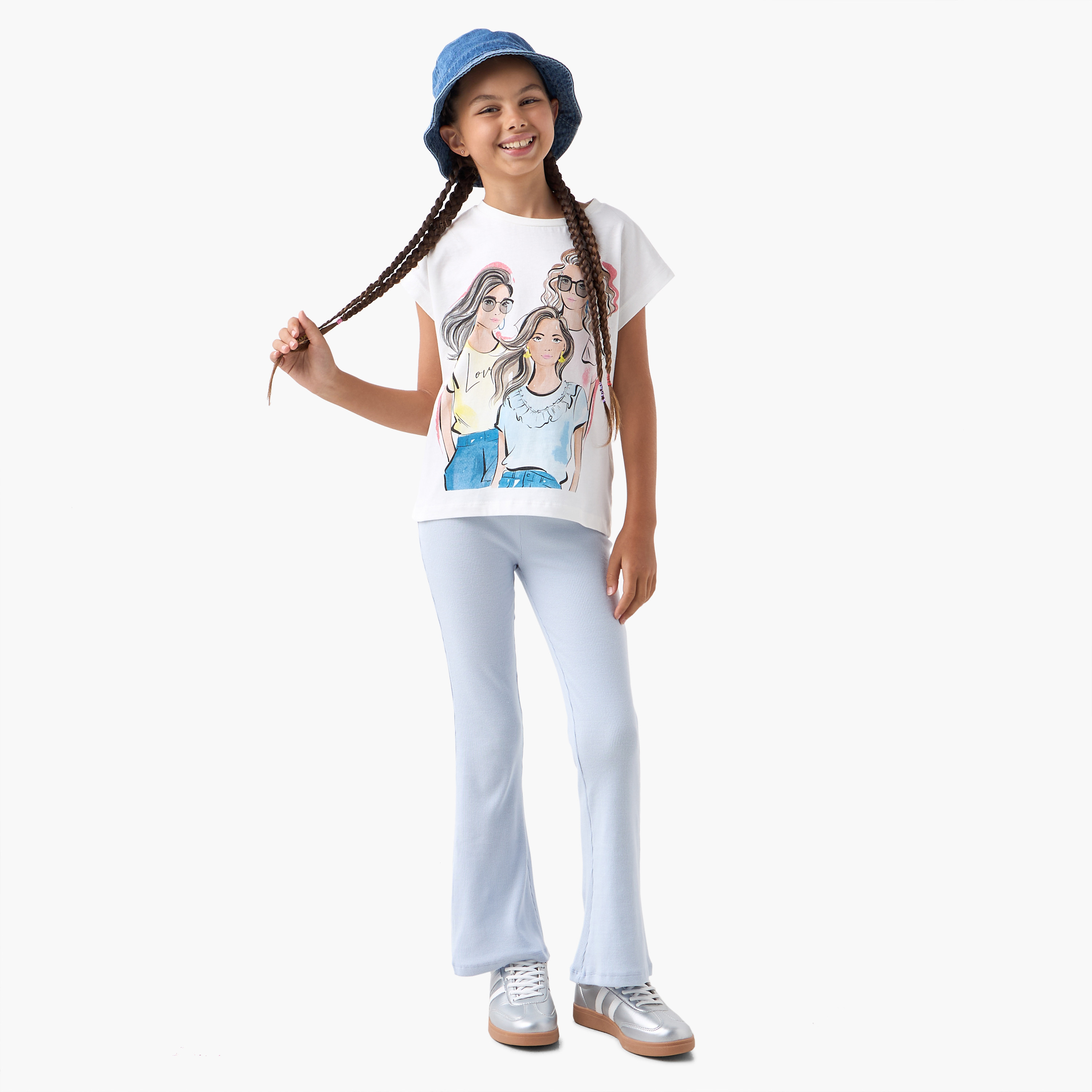 Juniors Ribbed Leggings with Elasticated Waistband-girls-clothing-bottoms-leggings-image-2