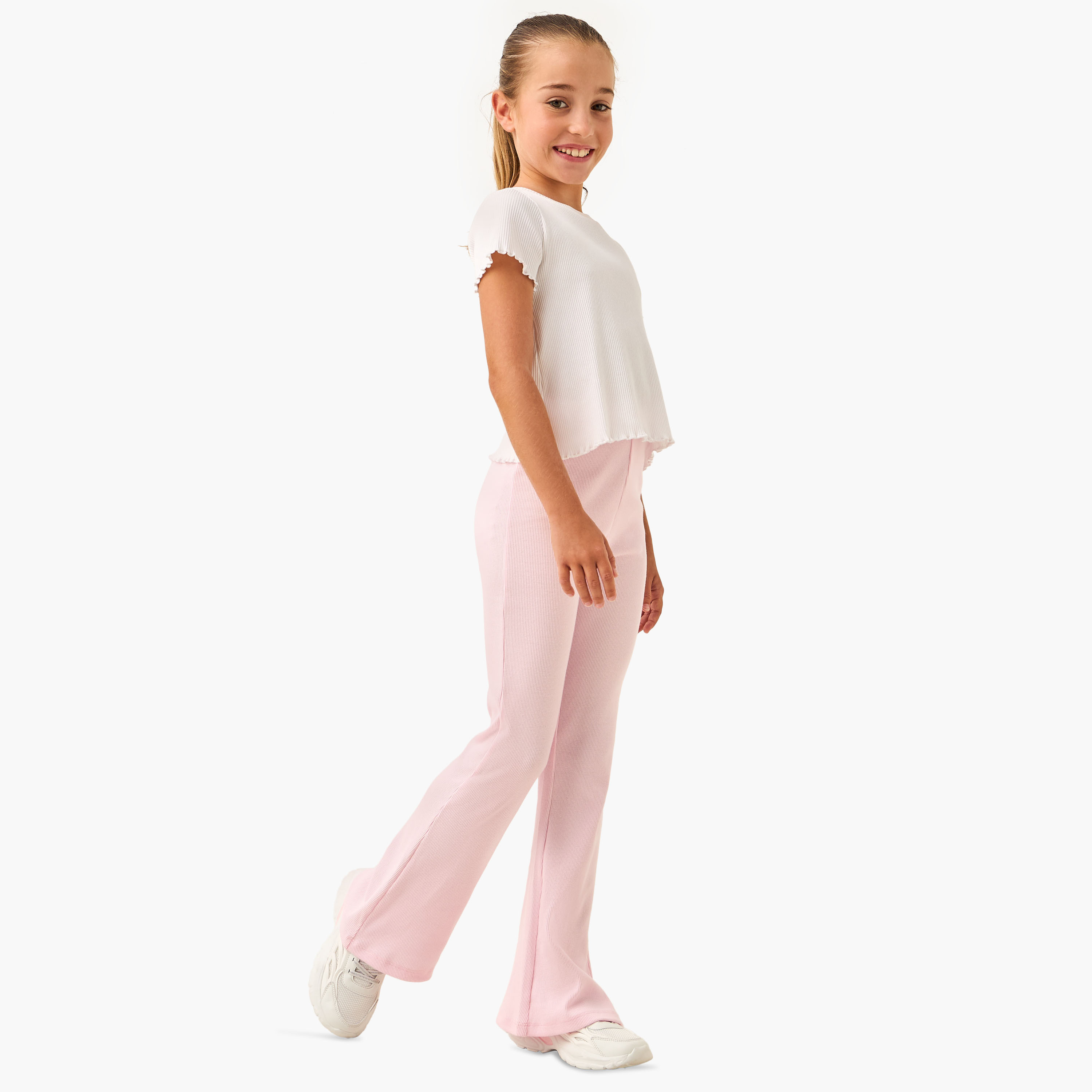 Juniors Ribbed Flared Leggings-girls-clothing-bottoms-leggings-image-2