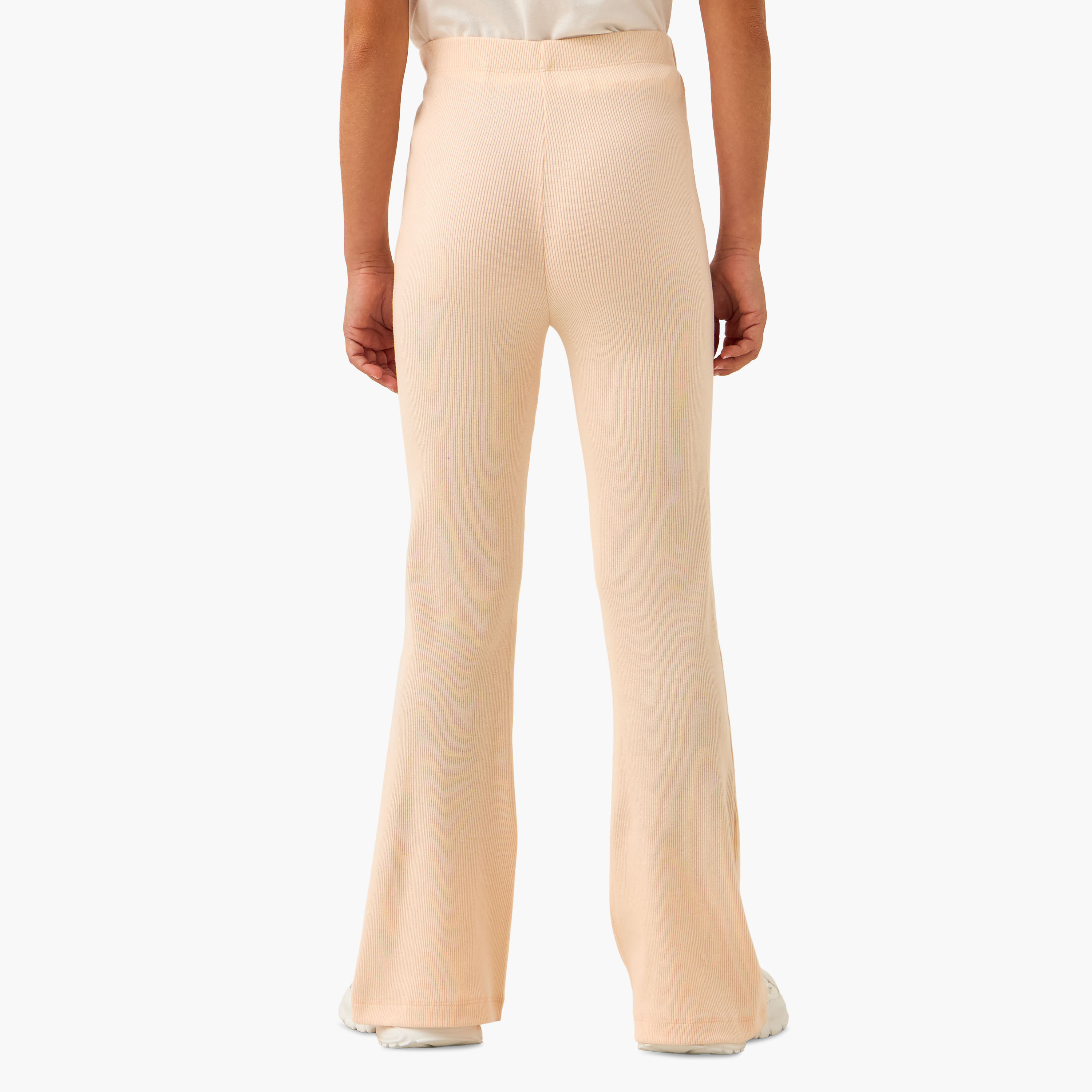 Juniors Ribbed Flared Leggings with Elasticated Waistband-girls-clothing-bottoms-leggings-image-3