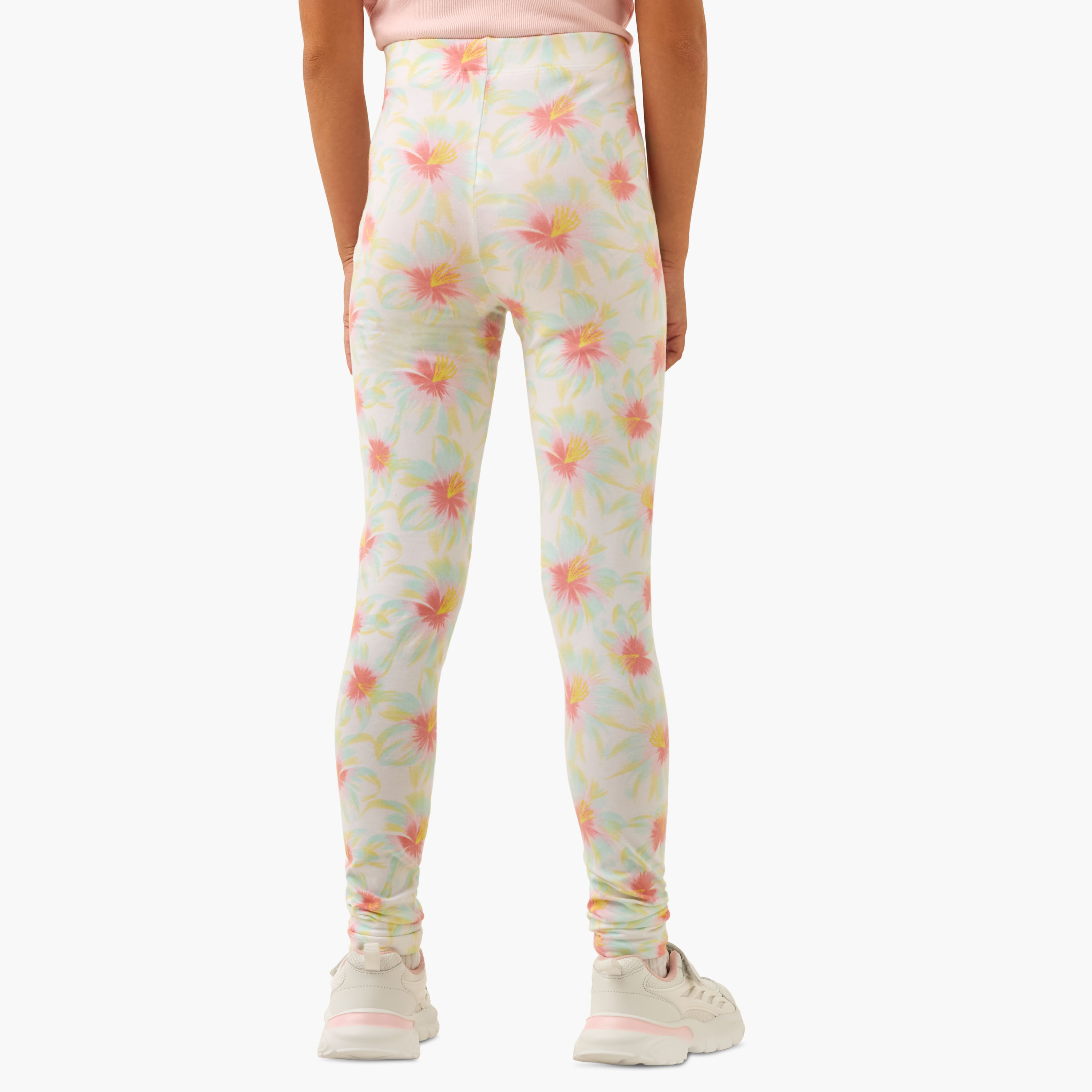 Juniors All-Over Floral Print Leggings with Elasticated Waistband-girls-clothing-bottoms-leggings-image-3