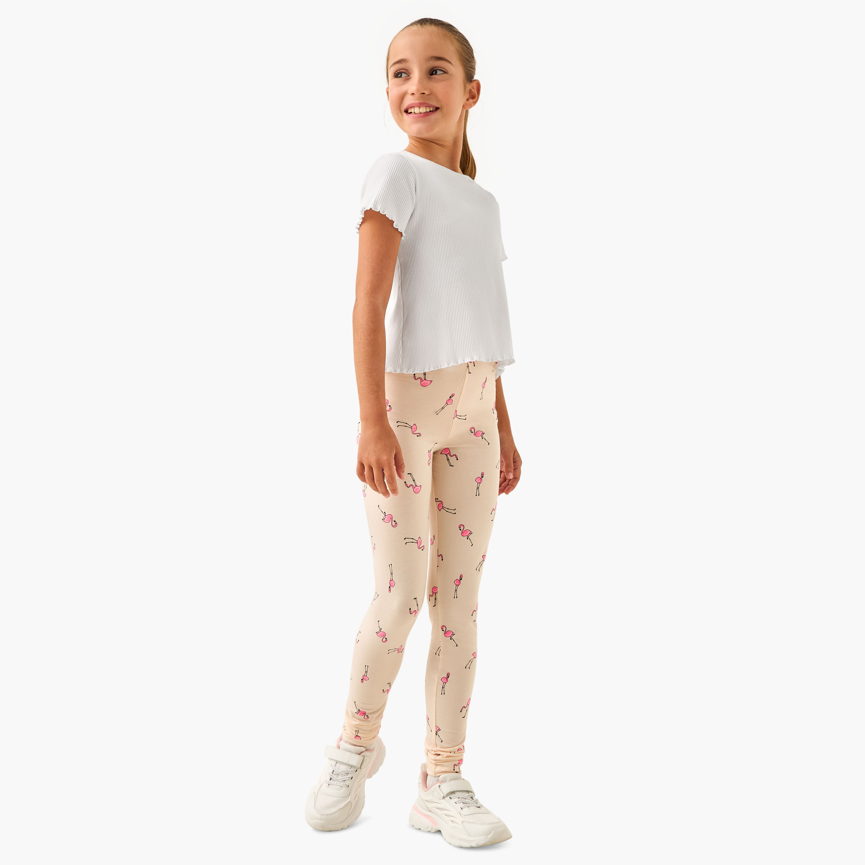 بنطلون ليقنز بخصر مطاطي وطبعات فلامنجو من جونيورز-girls-clothing-bottoms-leggings-image-4