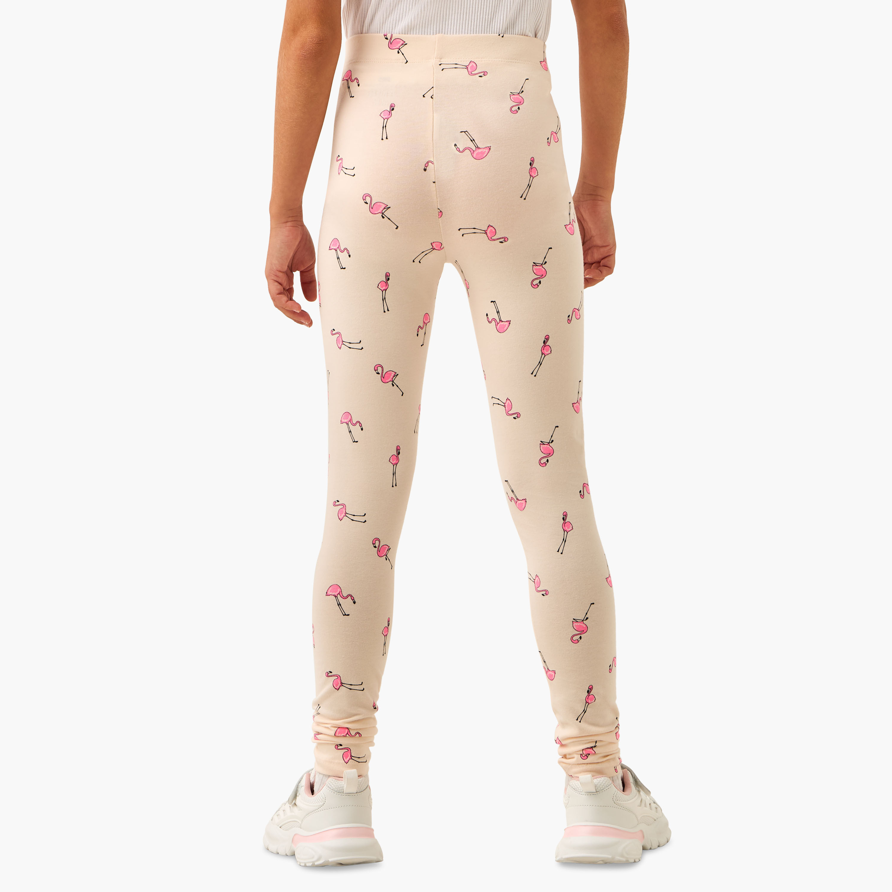 بنطلون ليقنز بخصر مطاطي وطبعات فلامنجو من جونيورز-girls-clothing-bottoms-leggings-image-3