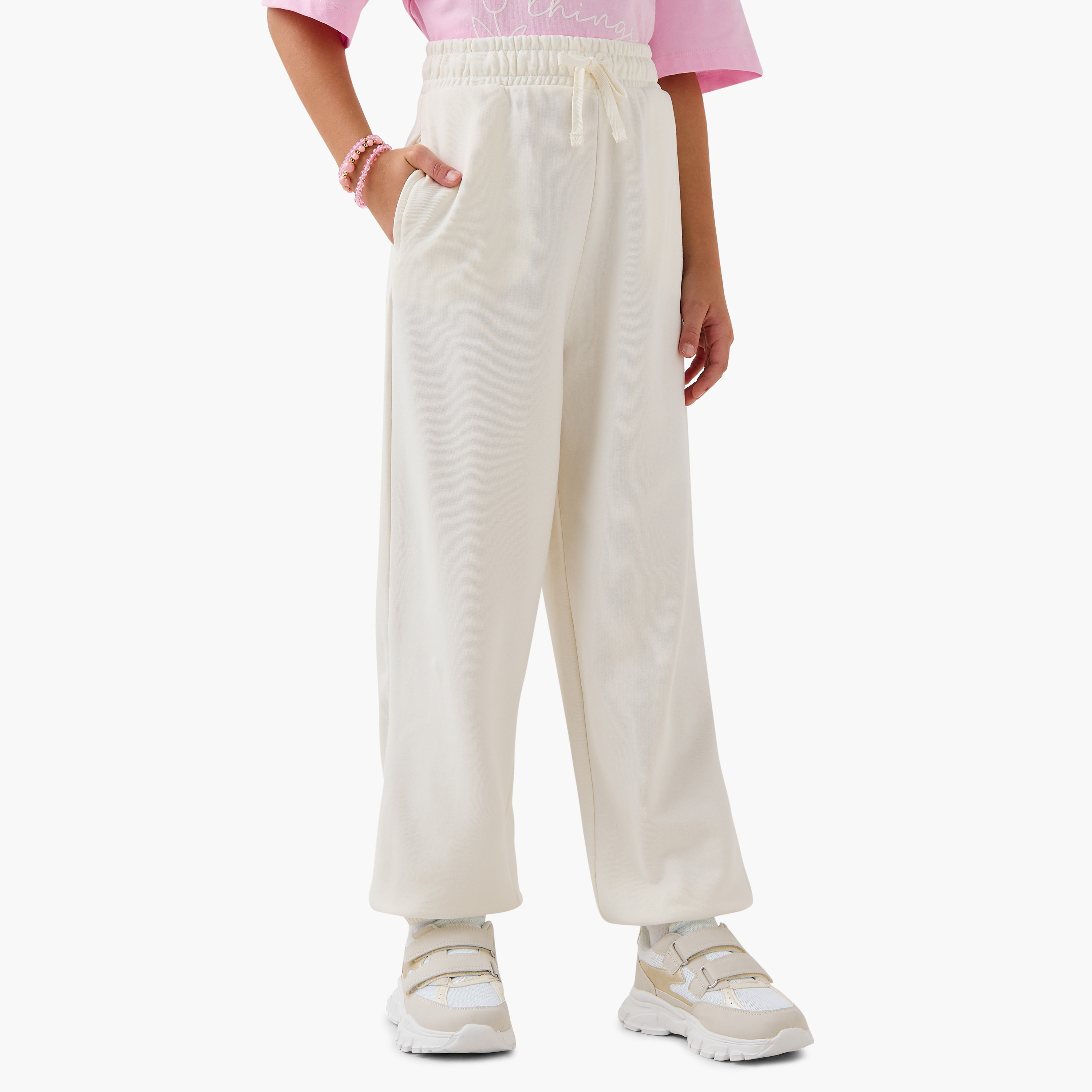 Juniors Solid Joggers with Pockets and Drawstring Closure-girls-clothing-bottoms-joggersandtrackpants-image-1