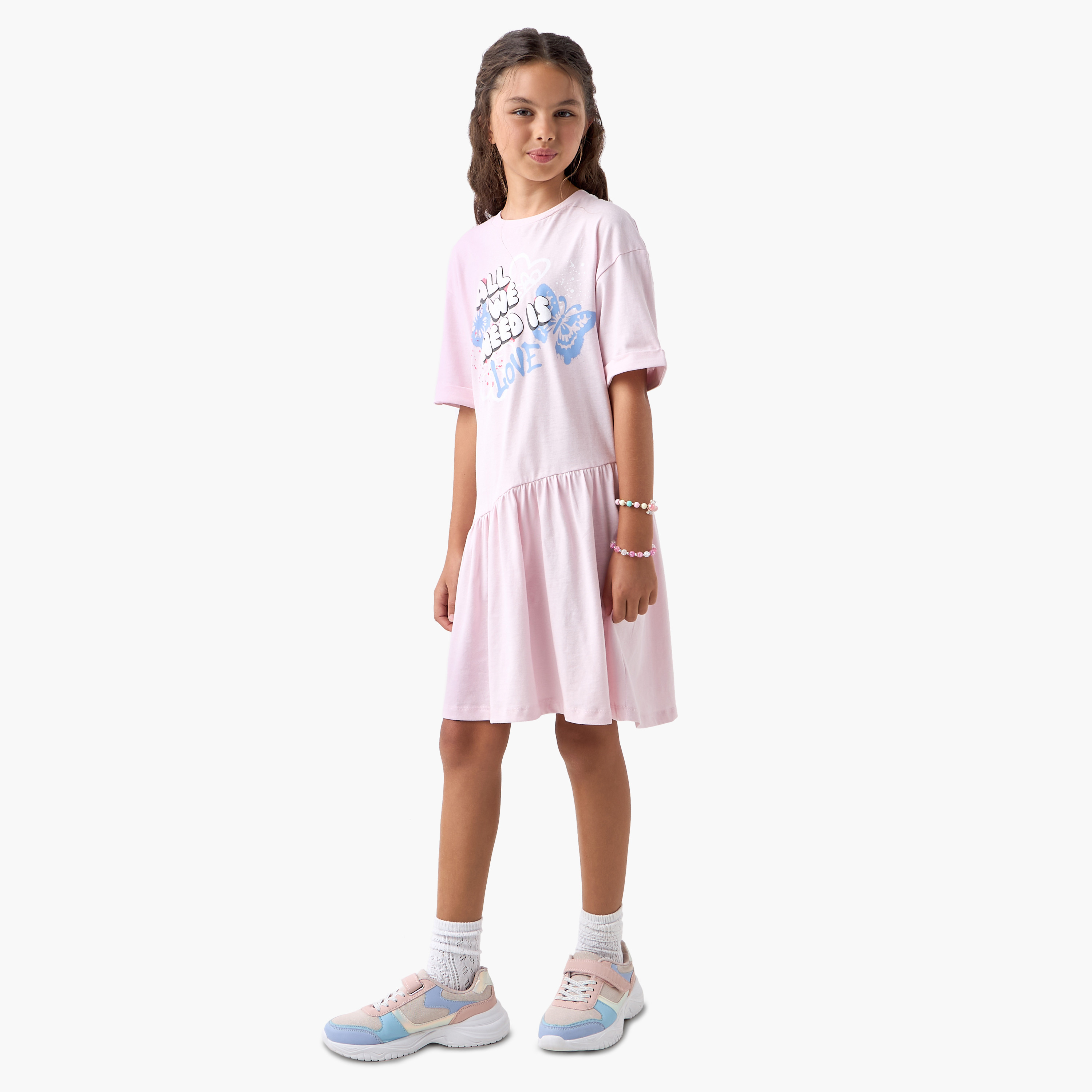 فستان بأكمام منسدلة وطبعات زهرية من جونيورز-girls-clothing-dressesandjumpsuits-image-1