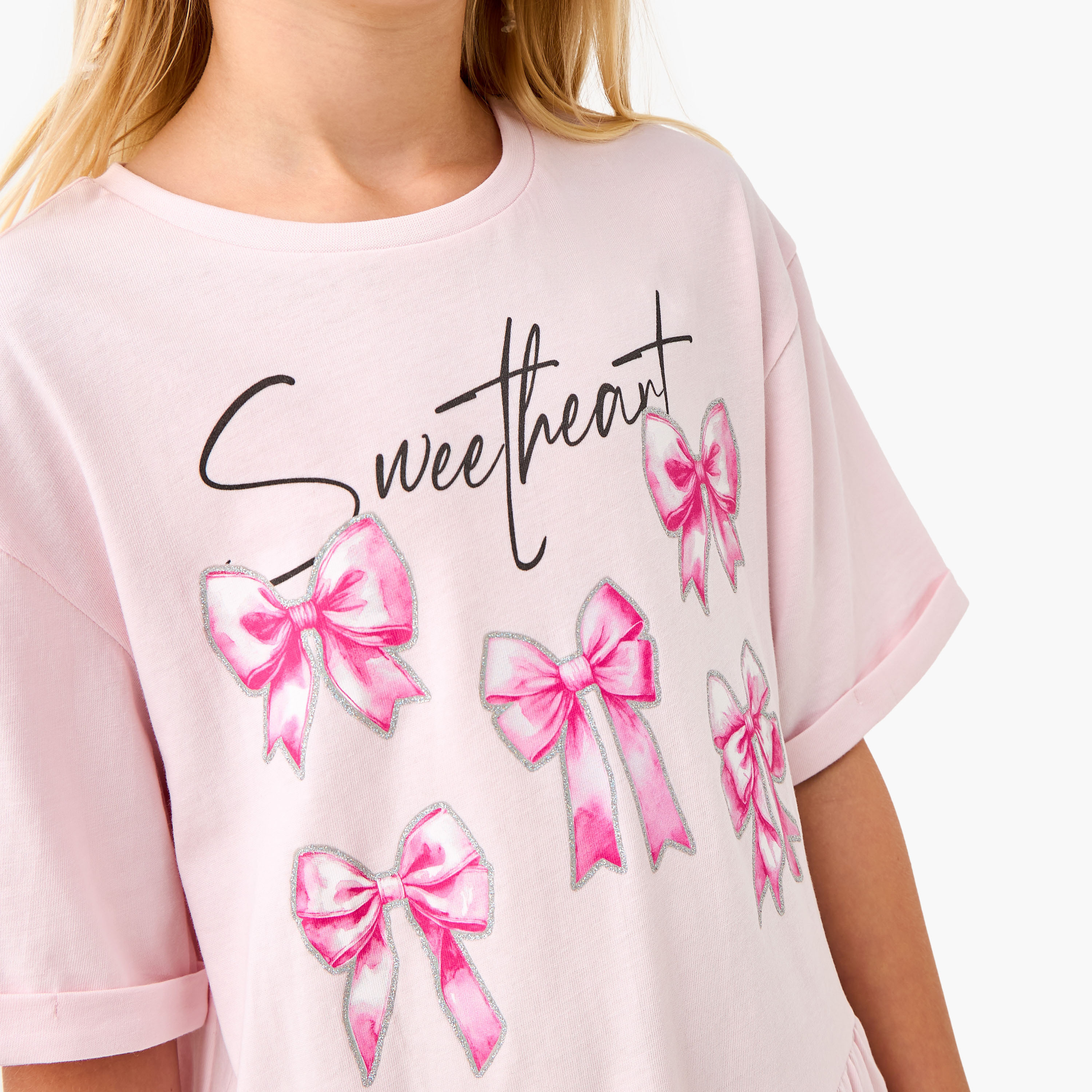 Juniors Floral Print Dress with Drop Sleeves-girls-clothing-dressesandjumpsuits-image-4