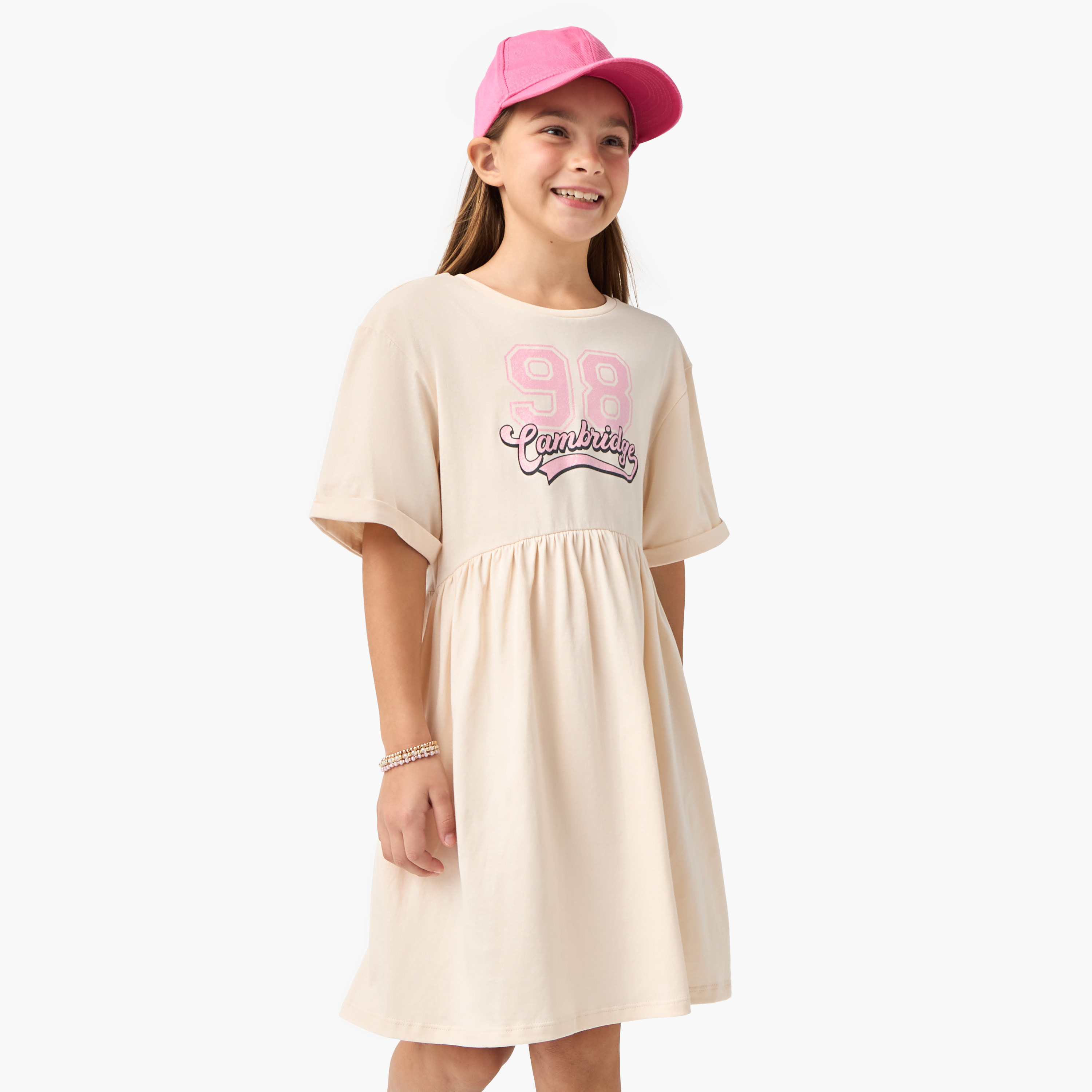 فستان إيه لاين بأكمام قصيرة وياقة مستديرة وطبعات من جونيورز-girls-clothing-dressesandjumpsuits-image-4