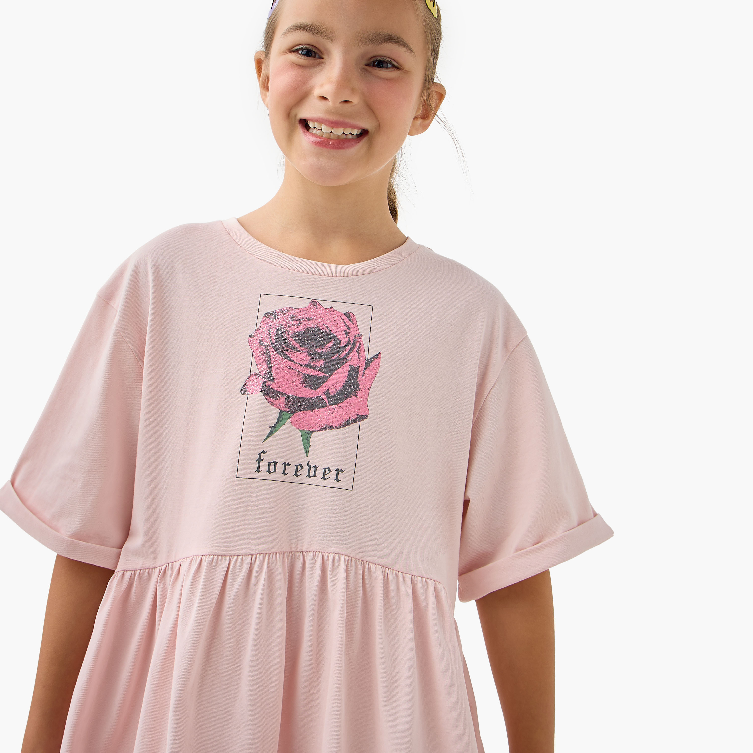 فستان إيه لاين بياقة مستديرة وأكمام قصيرة وطبعات من جونيورز-girls-clothing-dressesandjumpsuits-image-4