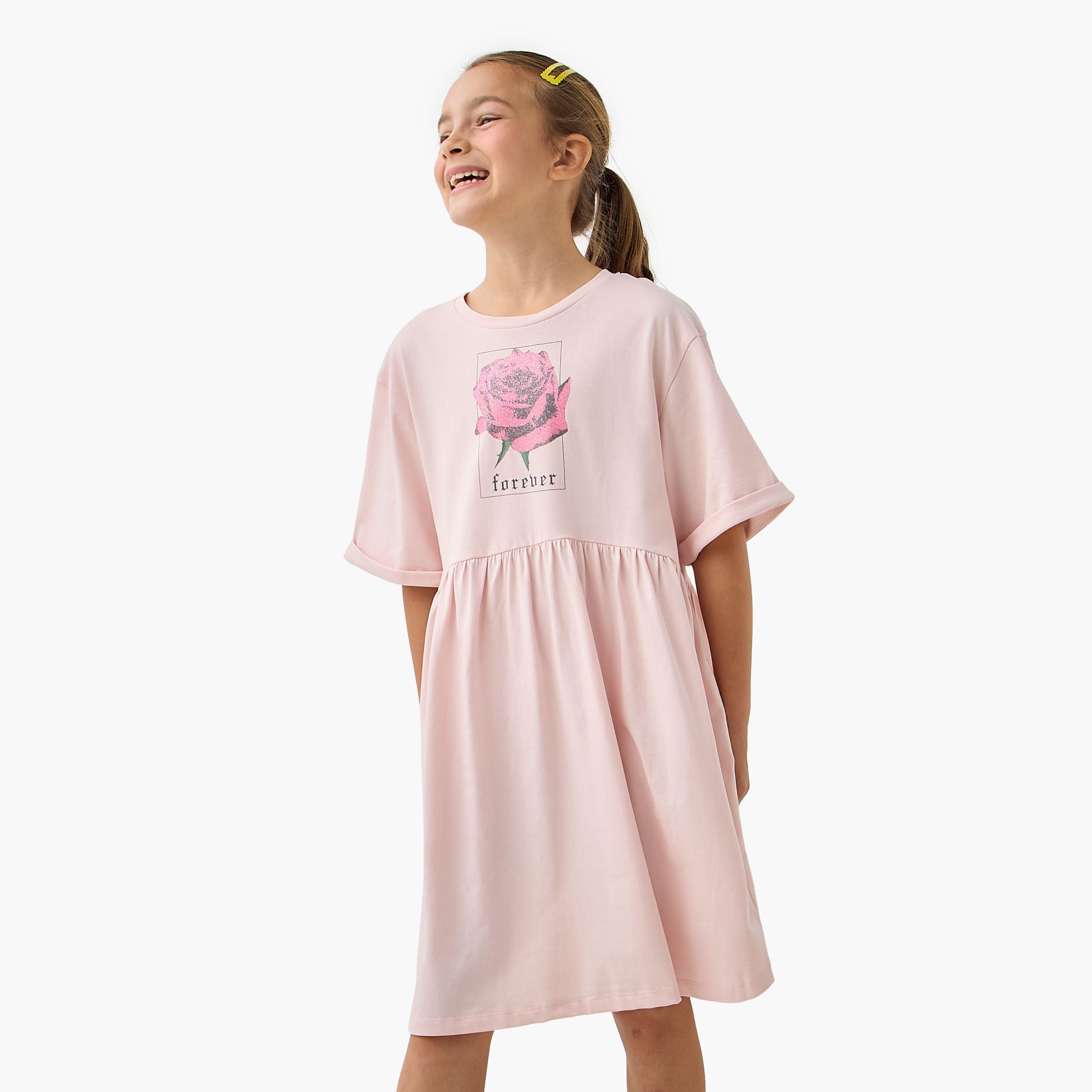 فستان إيه لاين بياقة مستديرة وأكمام قصيرة وطبعات من جونيورز-girls-clothing-dressesandjumpsuits-image-6