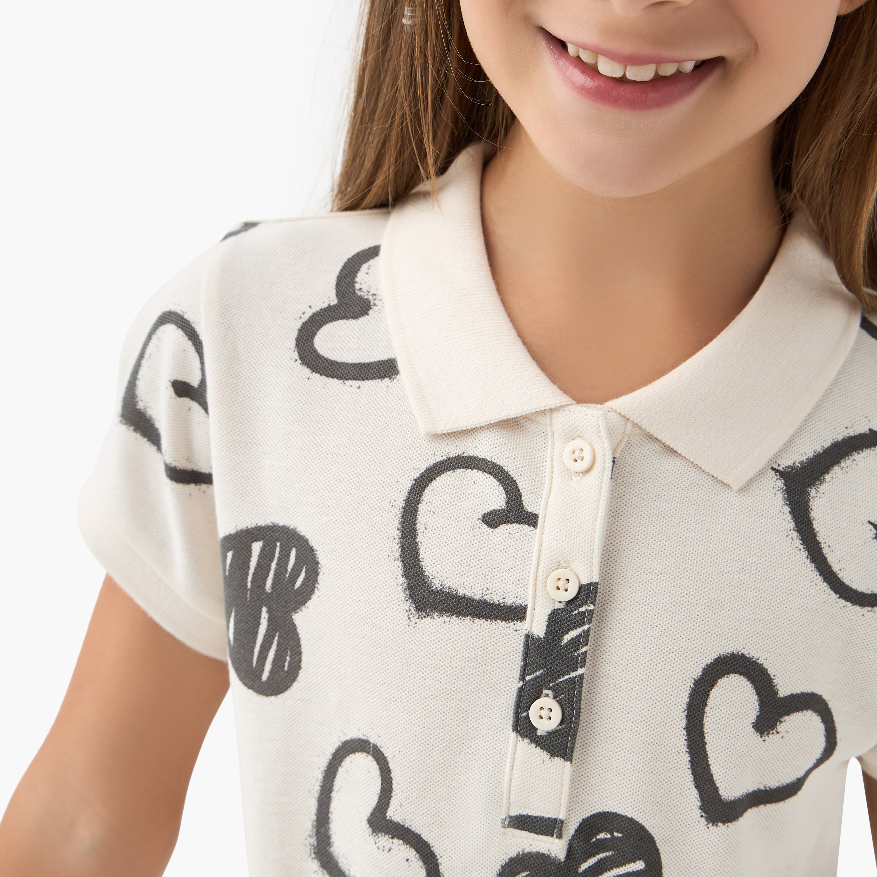 Juniors Heart Print Polo Dress with Short Sleeves-girls-clothing-dressesandjumpsuits-image-4