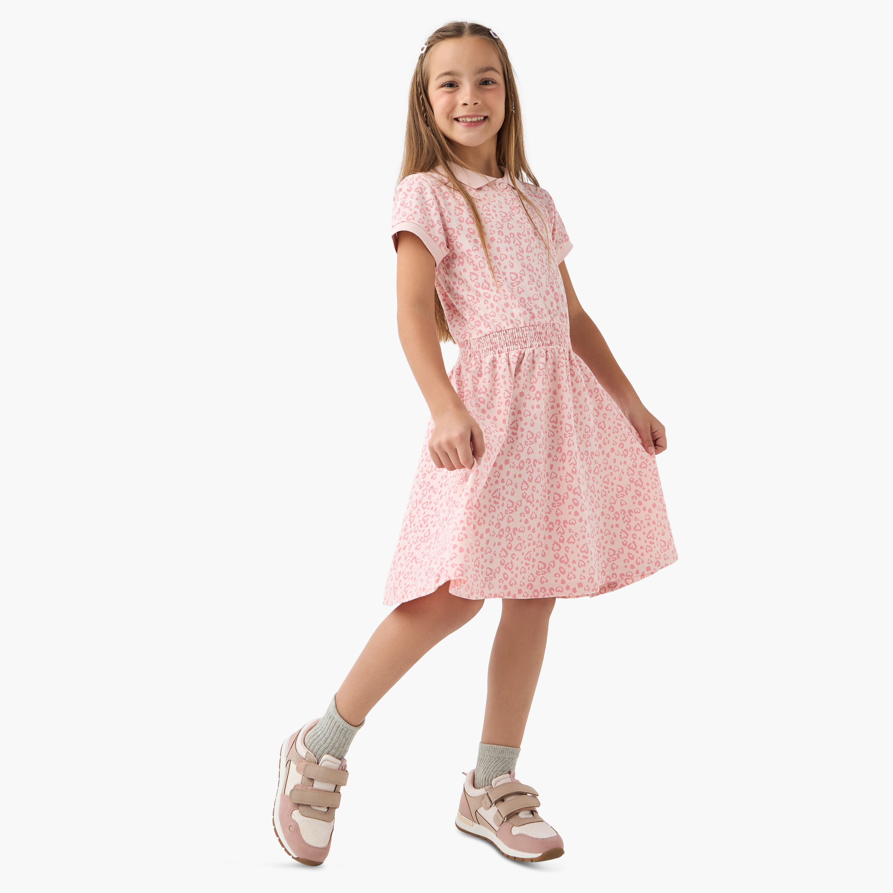فستان بولو بأكمام قصيرة وطبعات من جونيورز-girls-clothing-dressesandjumpsuits-image-2