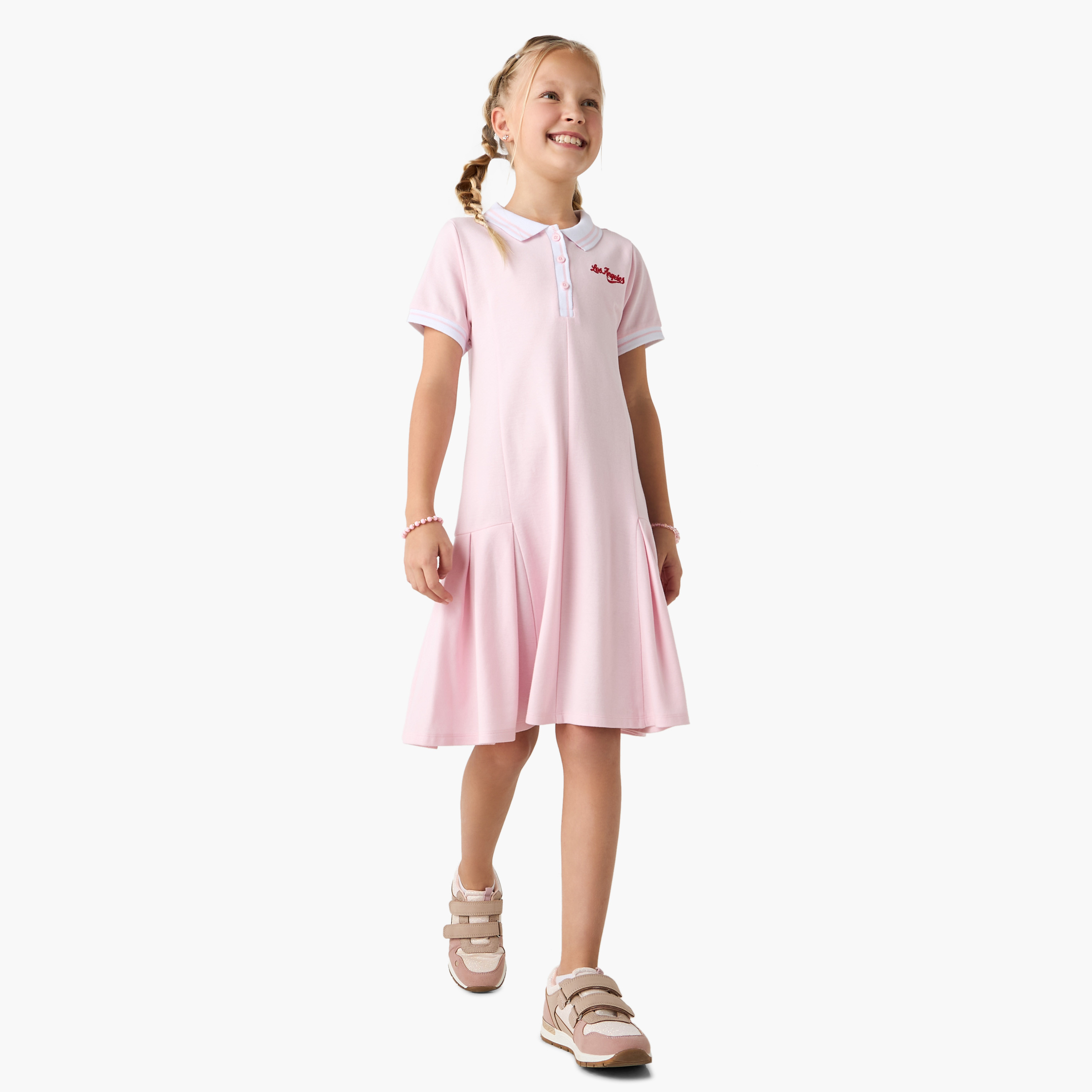 Juniors Embroidered Polo Dress with Short Sleeves-girls-clothing-dressesandjumpsuits-image-2