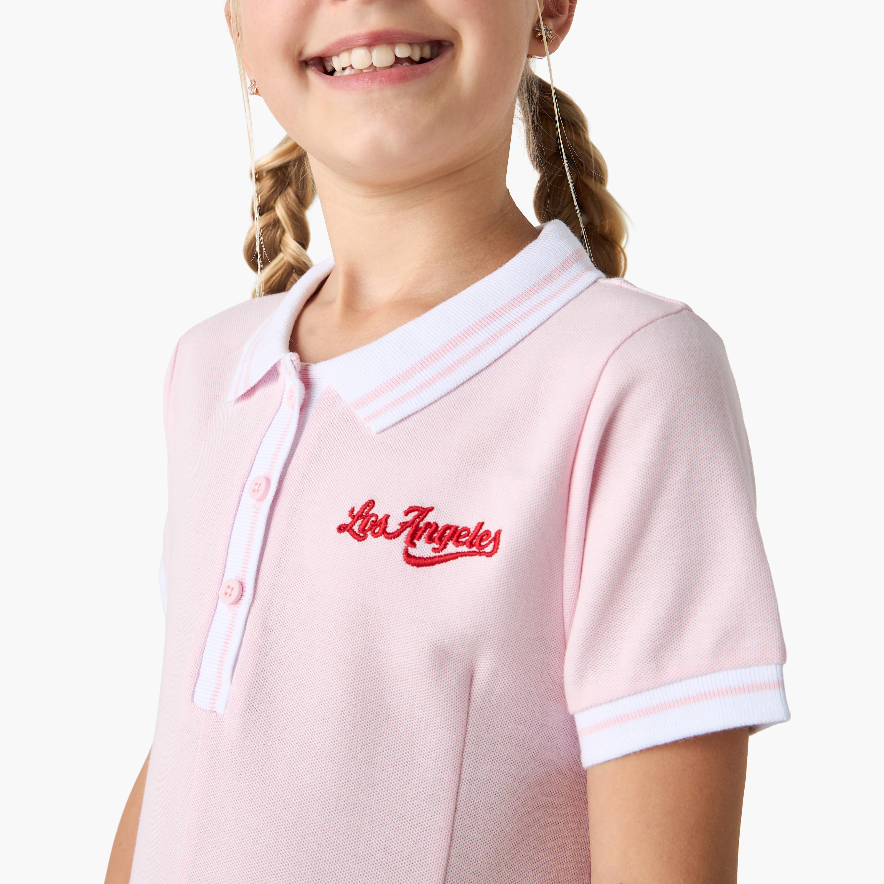 Juniors Embroidered Polo Dress with Short Sleeves-girls-clothing-dressesandjumpsuits-image-4