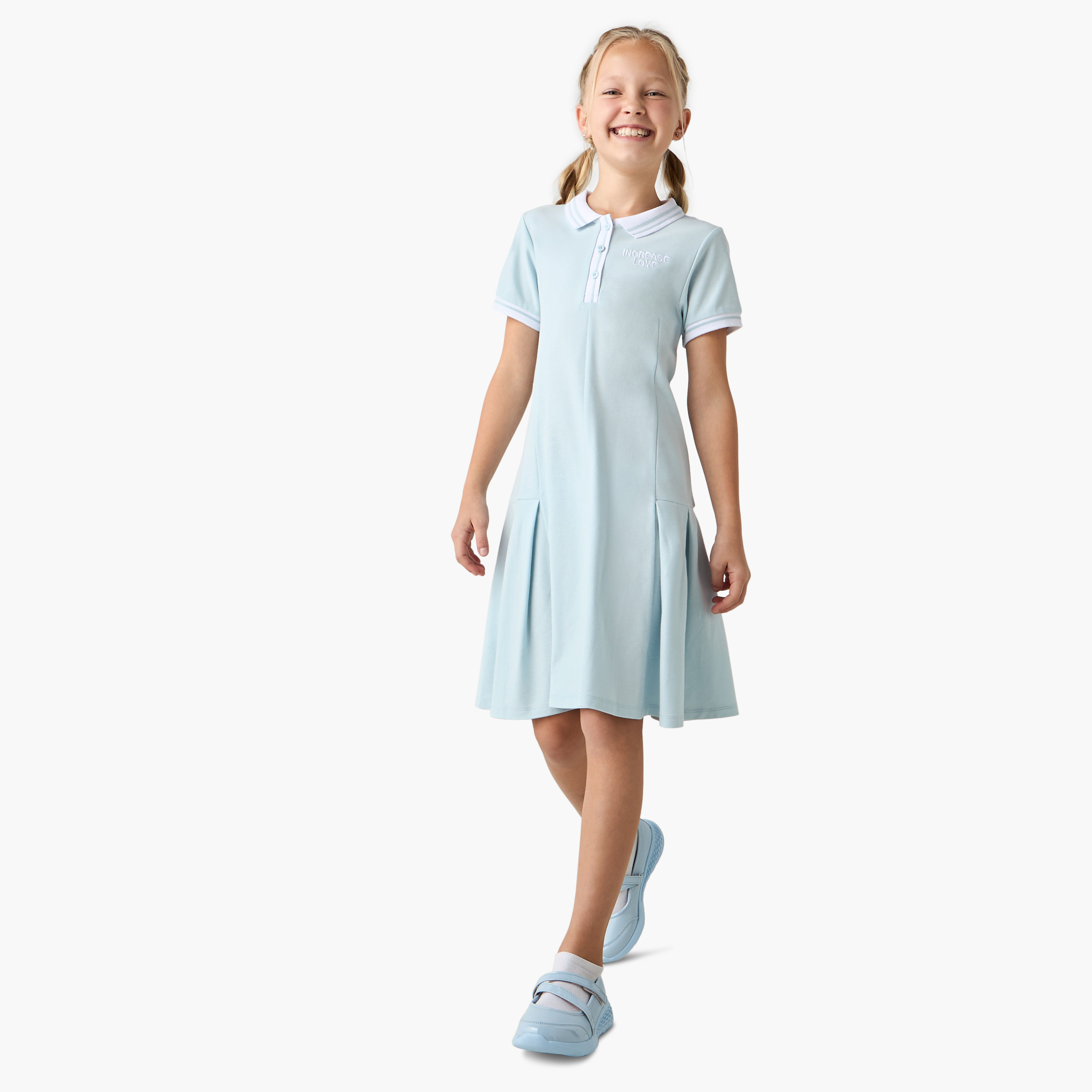 Juniors Embroidered Polo Dress with Short Sleeves-girls-clothing-dressesandjumpsuits-image-2