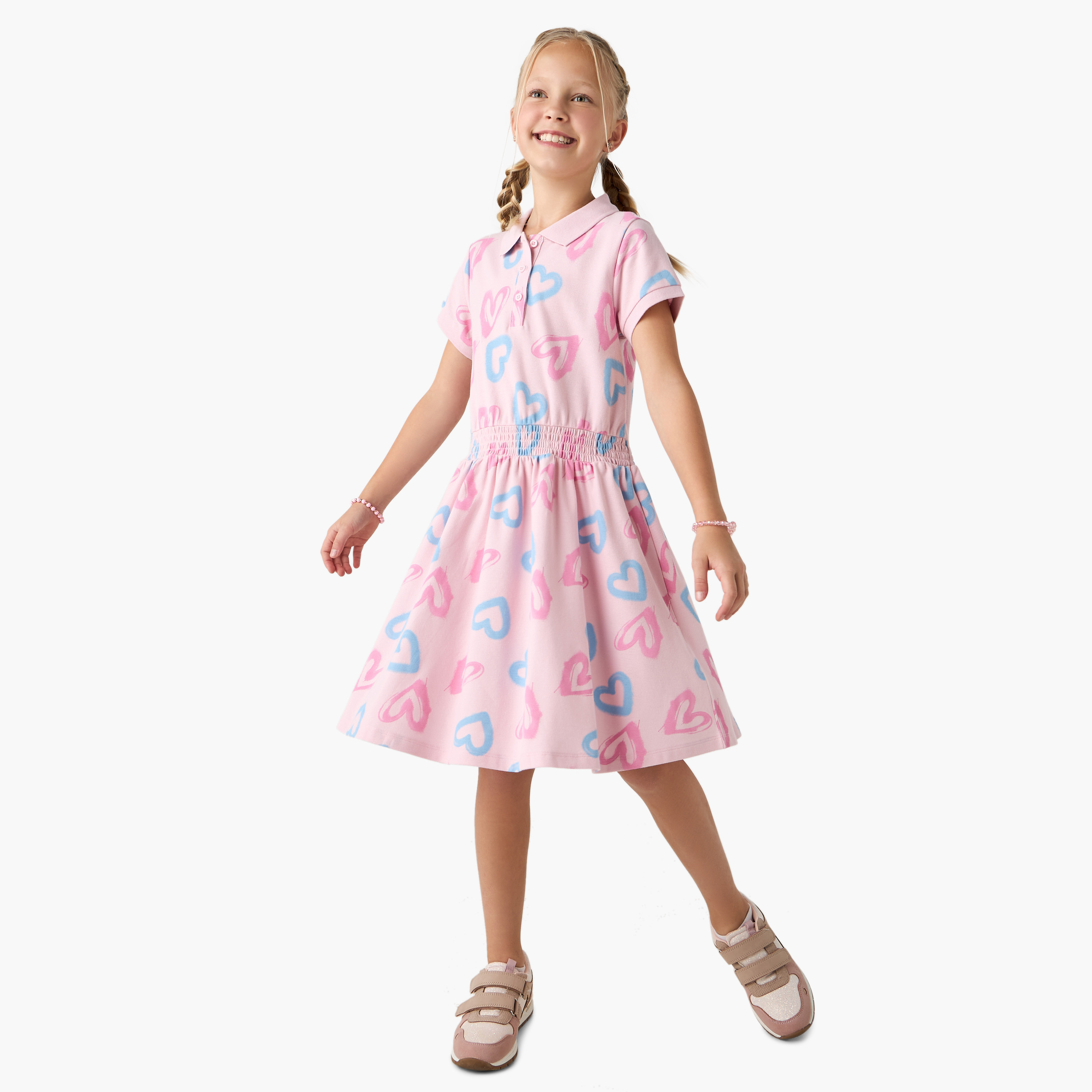 Juniors Printed Polo Dress with Short Sleeves-girls-clothing-dressesandjumpsuits-image-2