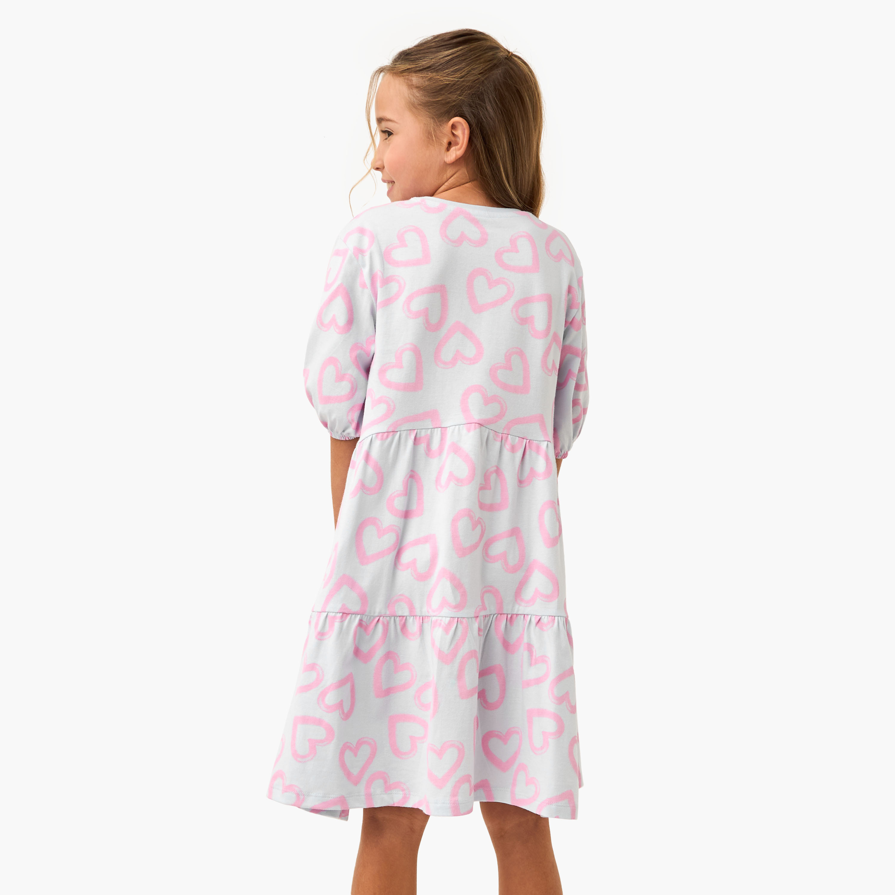 فستان متعدد الطبقات بطبعات قلب وأكمام بطول 3/4 من جونيورز-girls-clothing-dressesandjumpsuits-image-3