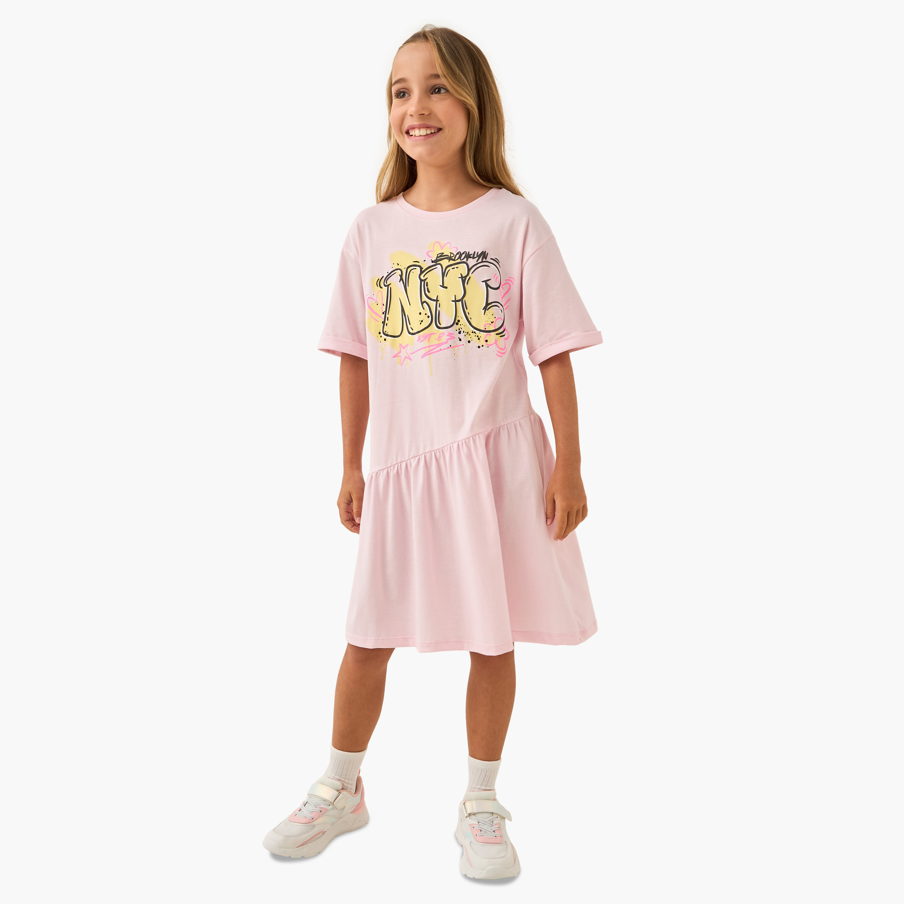 فستان بأكمام منسدلة وطبعات زهرية من جونيورز-girls-clothing-dressesandjumpsuits-image-2