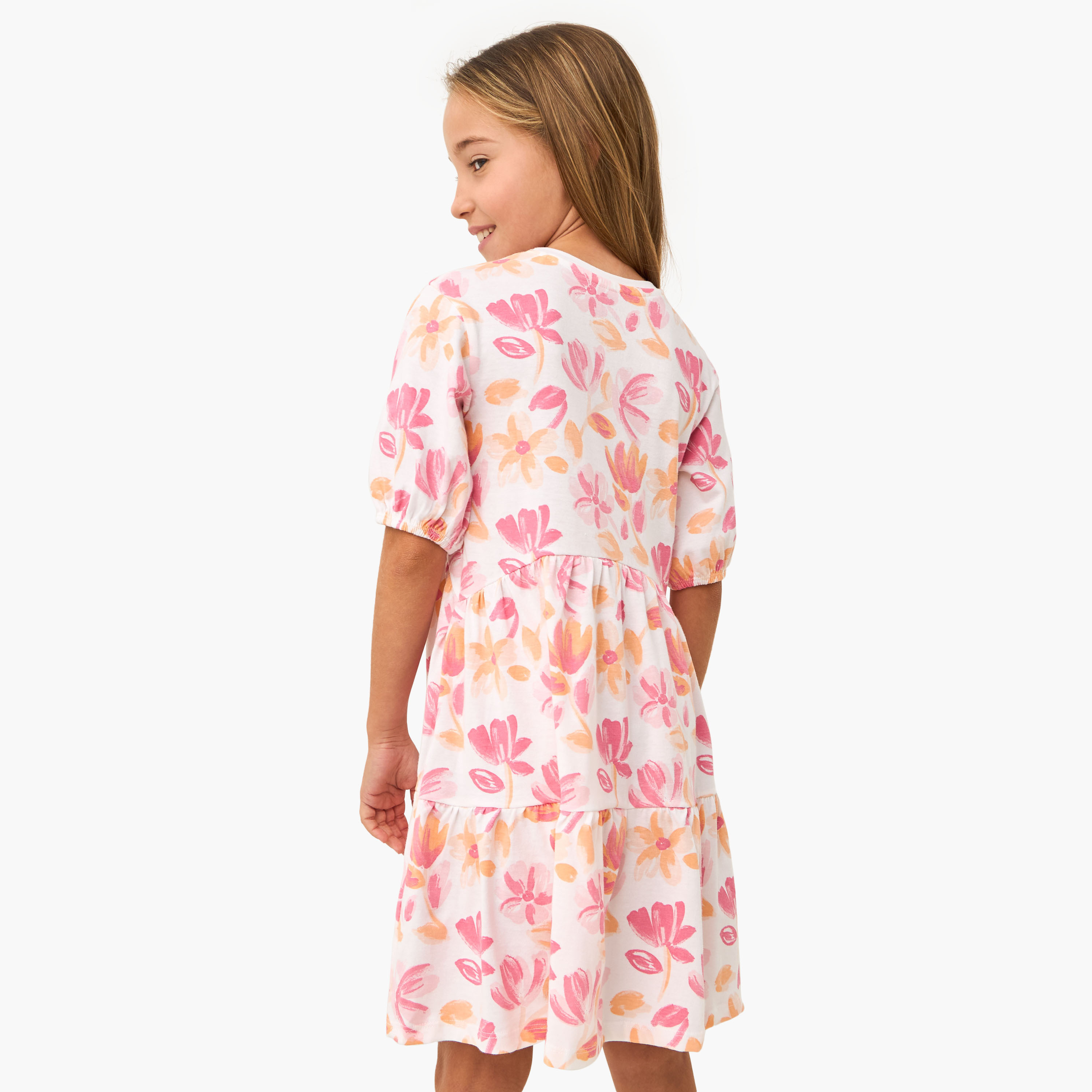 فستان متعدد الطبقات وطبعات زهور وأكمام قصيرة من جونيورز-girls-clothing-dressesandjumpsuits-image-3