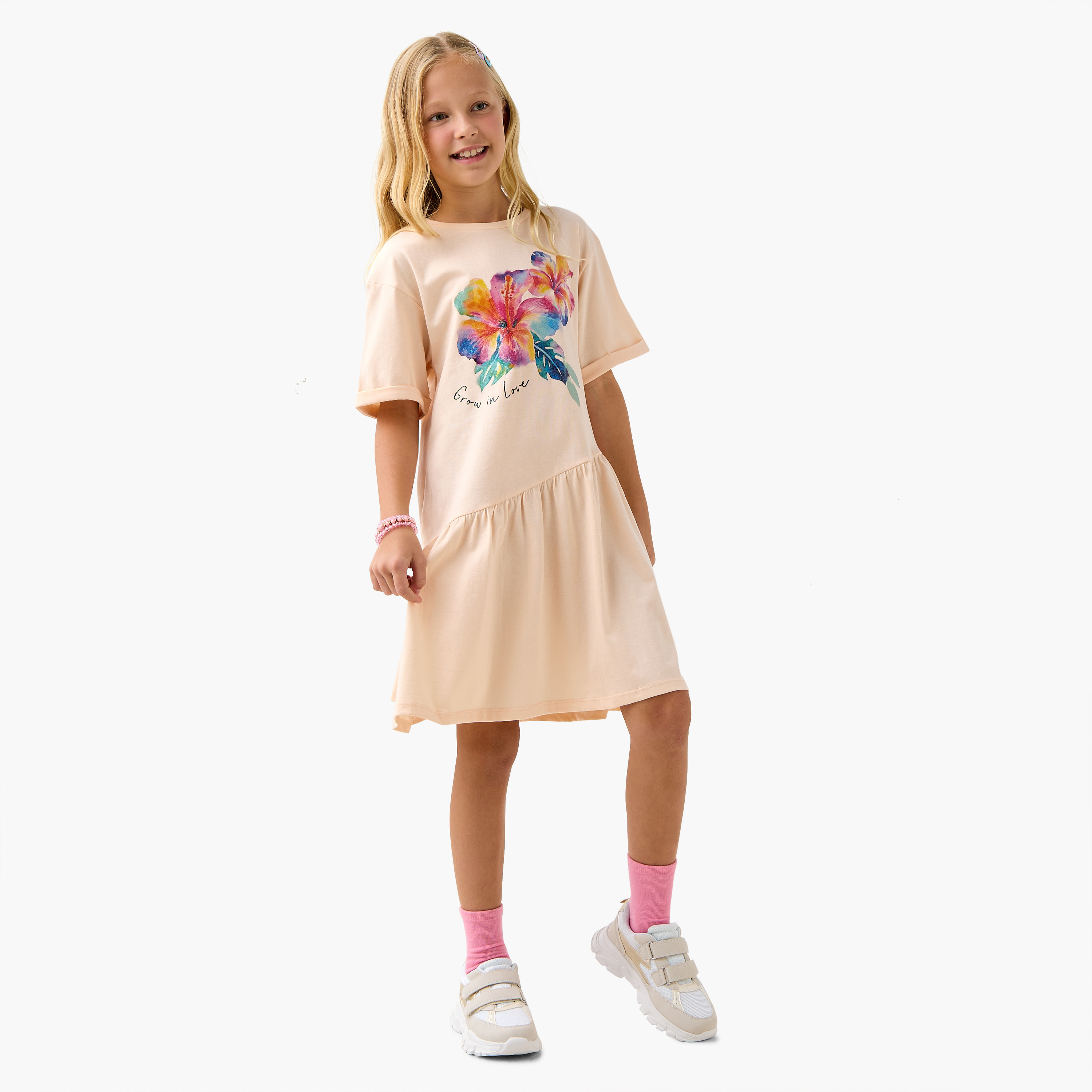 فستان بأكمام منسدلة وطبعات زهرية من جونيورز-girls-clothing-dressesandjumpsuits-image-2