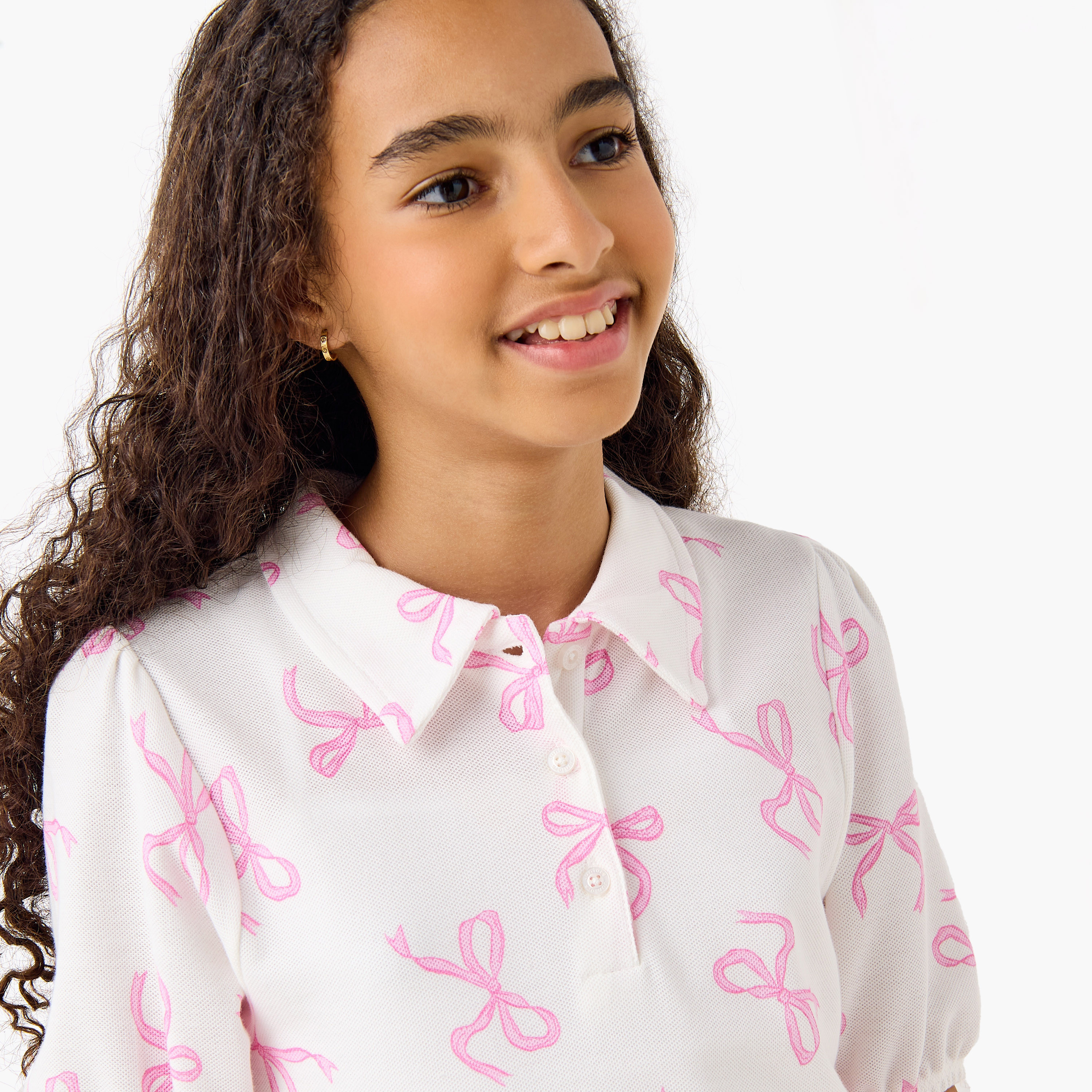 Juniors Heart Print Polo Dress with Short Sleeves-girls-clothing-dressesandjumpsuits-image-4