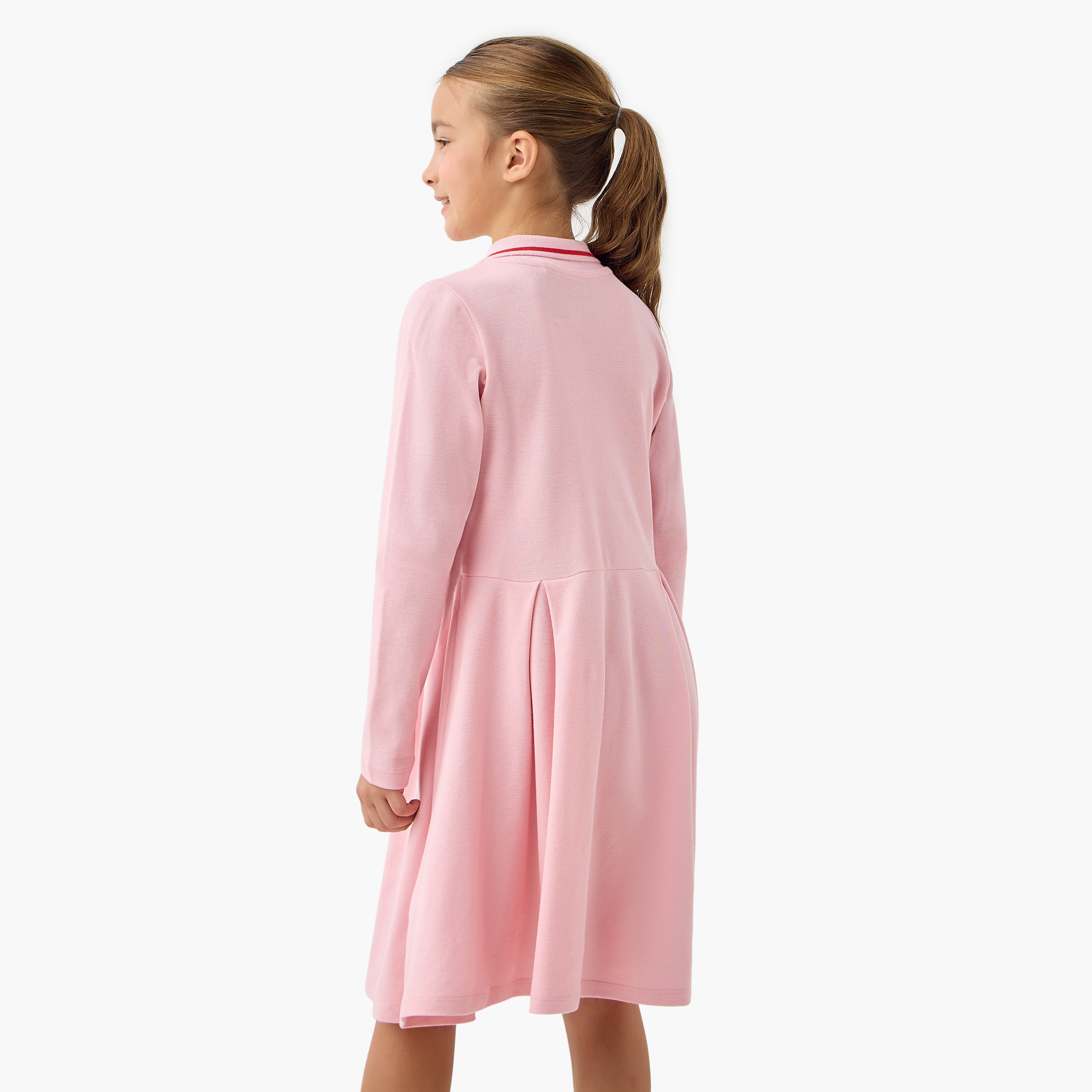 Juniors New York Embroidered Polo Dress with Long Sleeves and Pleats-girls-clothing-dressesandjumpsuits-image-3