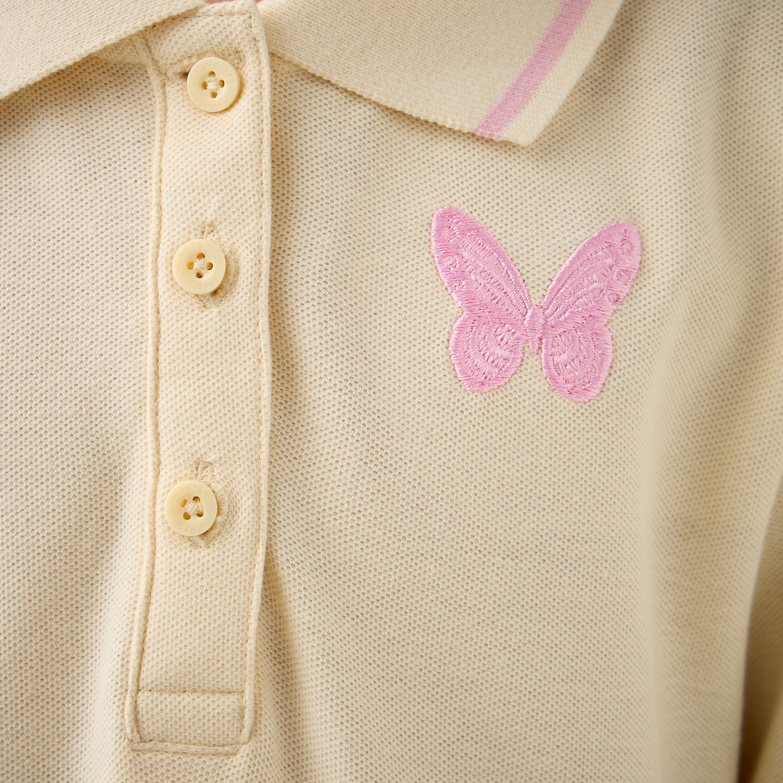 Juniors Butterfly Embroidered Polo Dress with Long Sleeves and Pleats-girls-clothing-dressesandjumpsuits-image-5