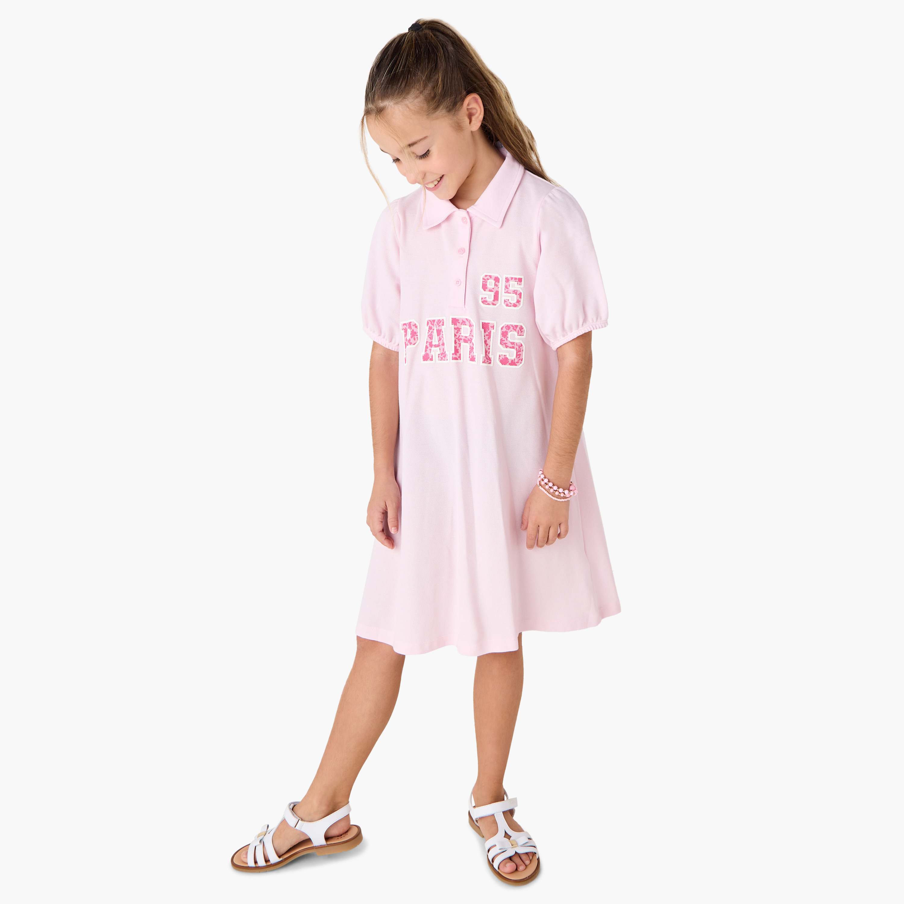 Juniors Printed Polo Dress with Short Sleeves-girls-clothing-dressesandjumpsuits-image-2