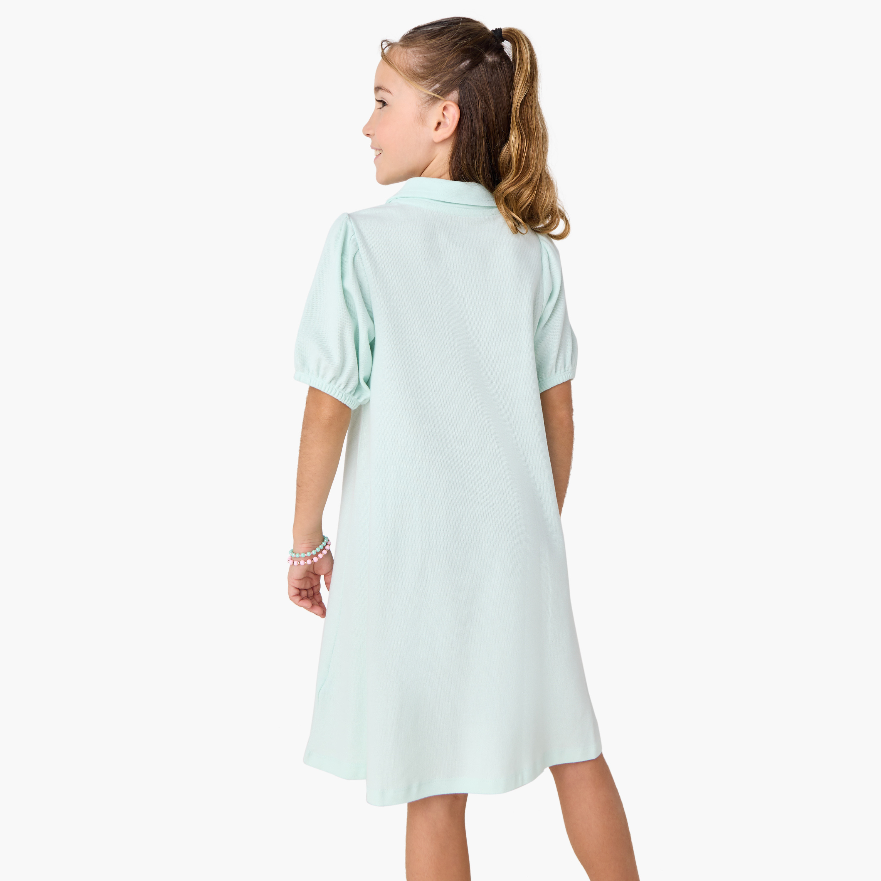 Juniors Printed Polo T-shirt Dress with Short Sleeves-girls-clothing-dressesandjumpsuits-image-3