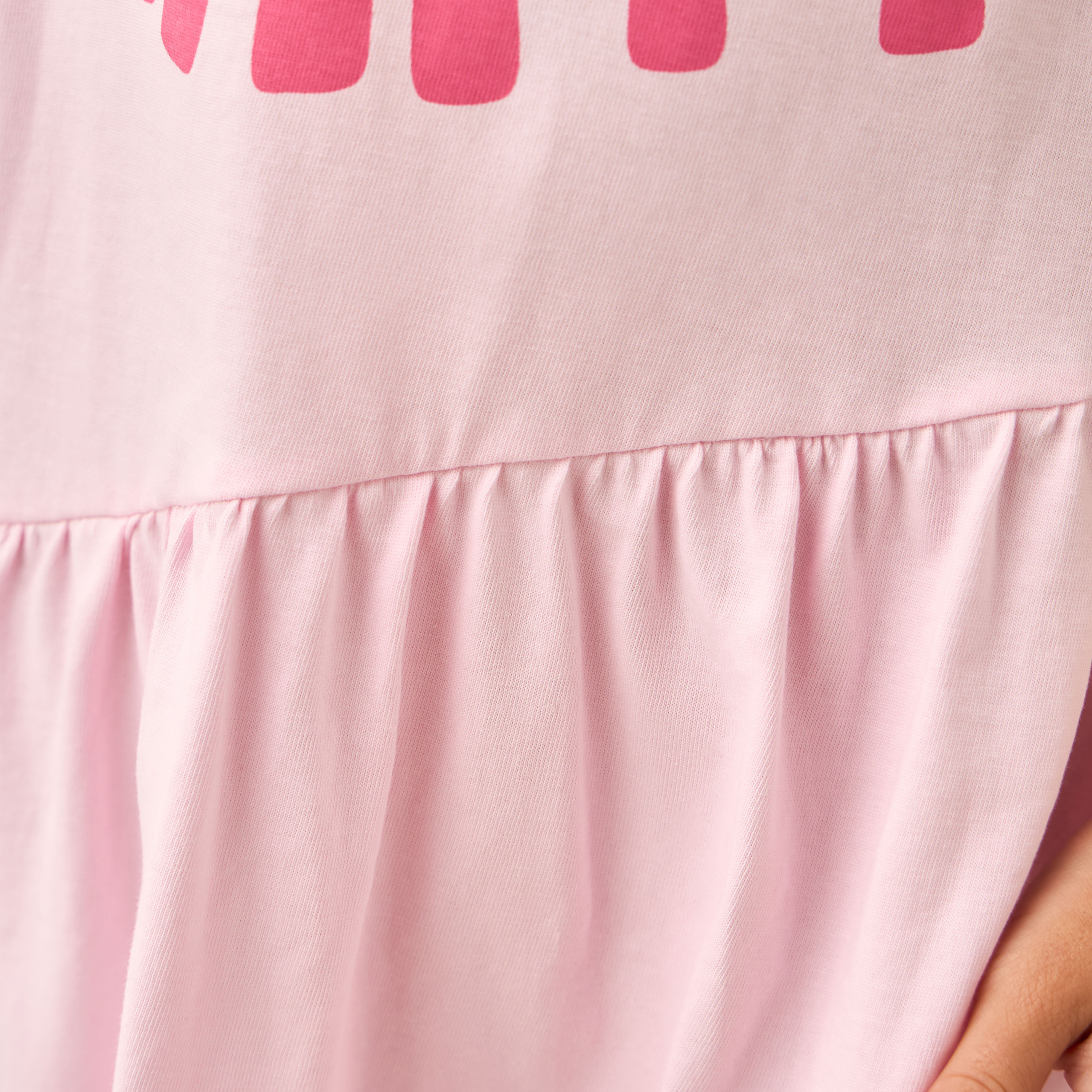 Juniors Slogan Print A-Line Dress with Drop Shoulder Sleeves-girls-clothing-dressesandjumpsuits-image-5