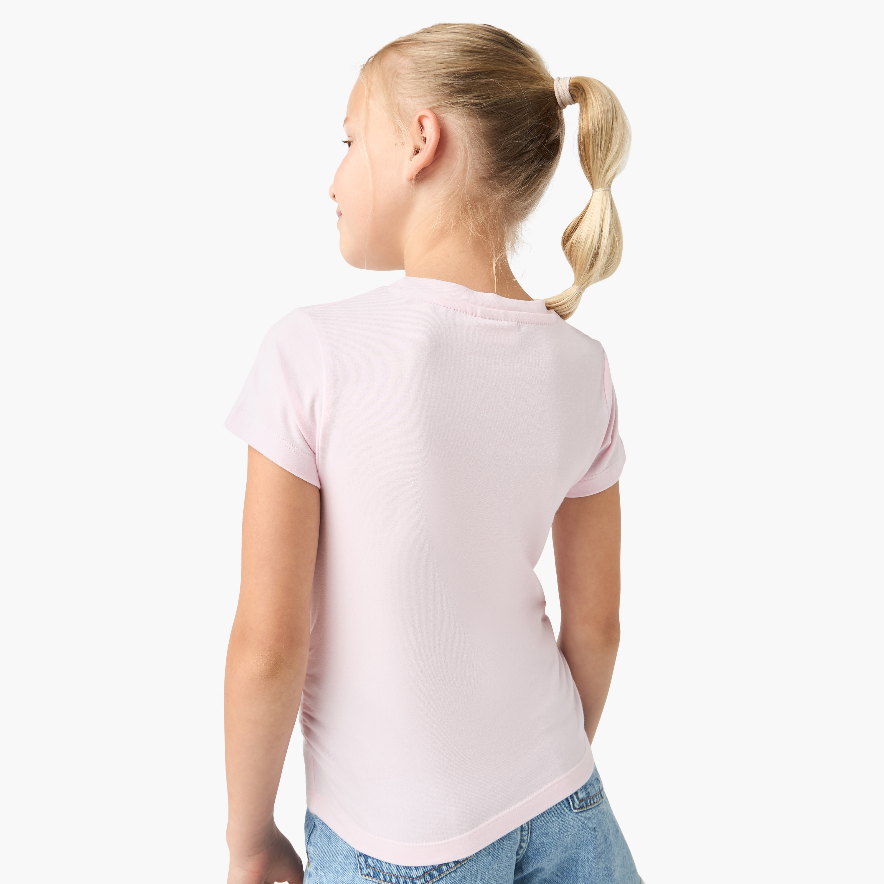 Juniors Embellished Crew Neck T-shirt with Short Sleeves-girls-clothing-tshirts-image-3