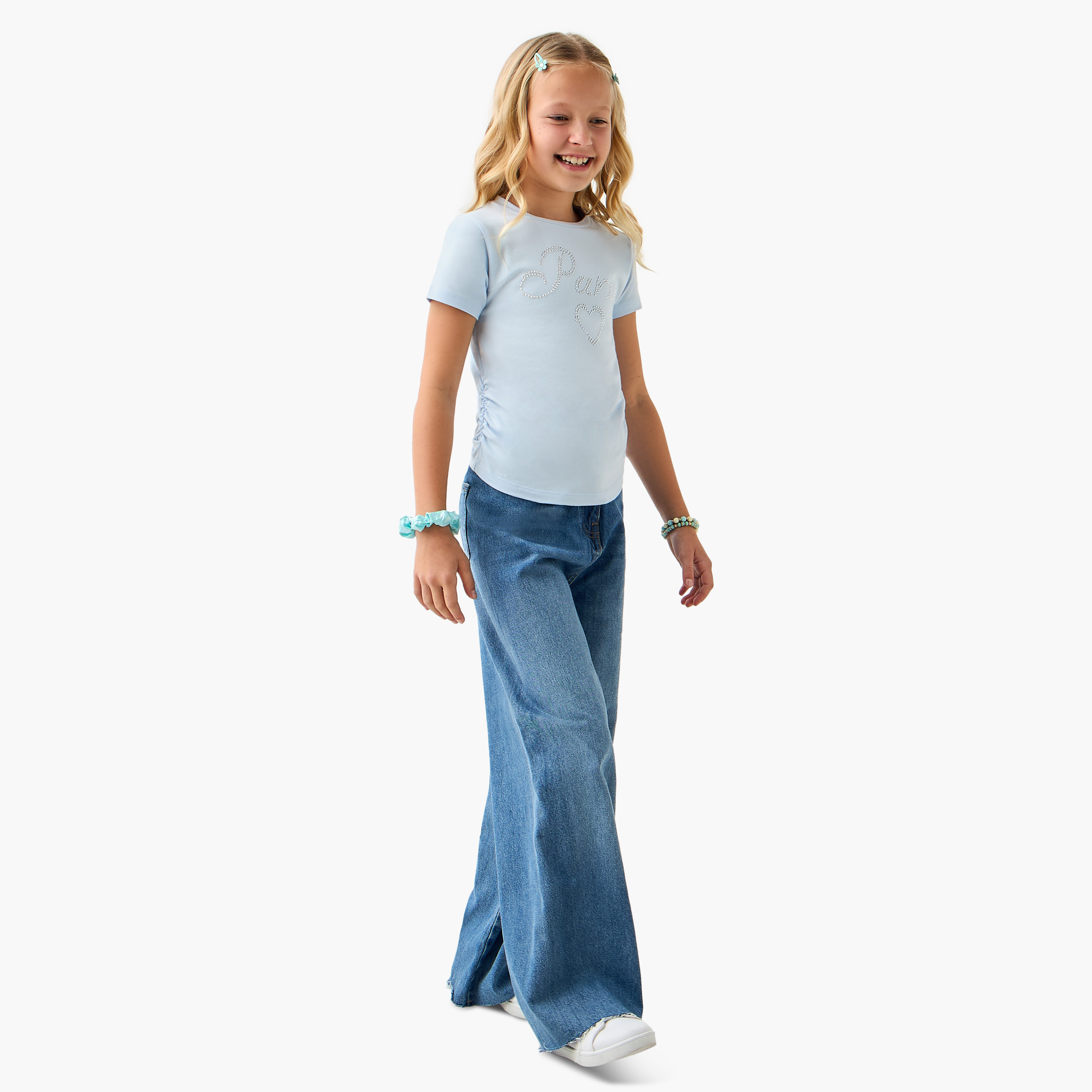 Juniors Paris Embellished T-shirt with Short Sleeves-girls-clothing-tshirts-image-2