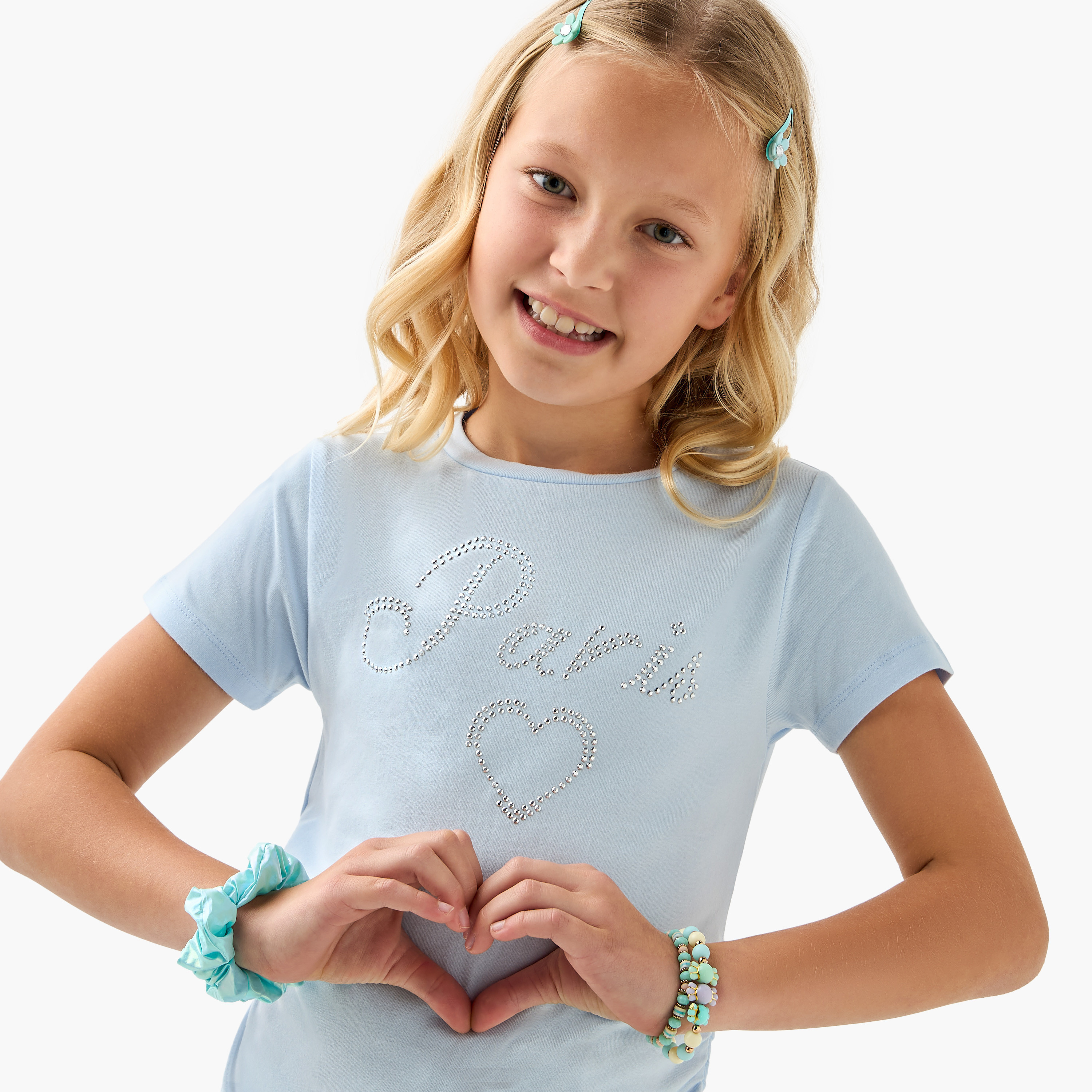 Juniors Paris Embellished T-shirt with Short Sleeves-girls-clothing-tshirts-image-4