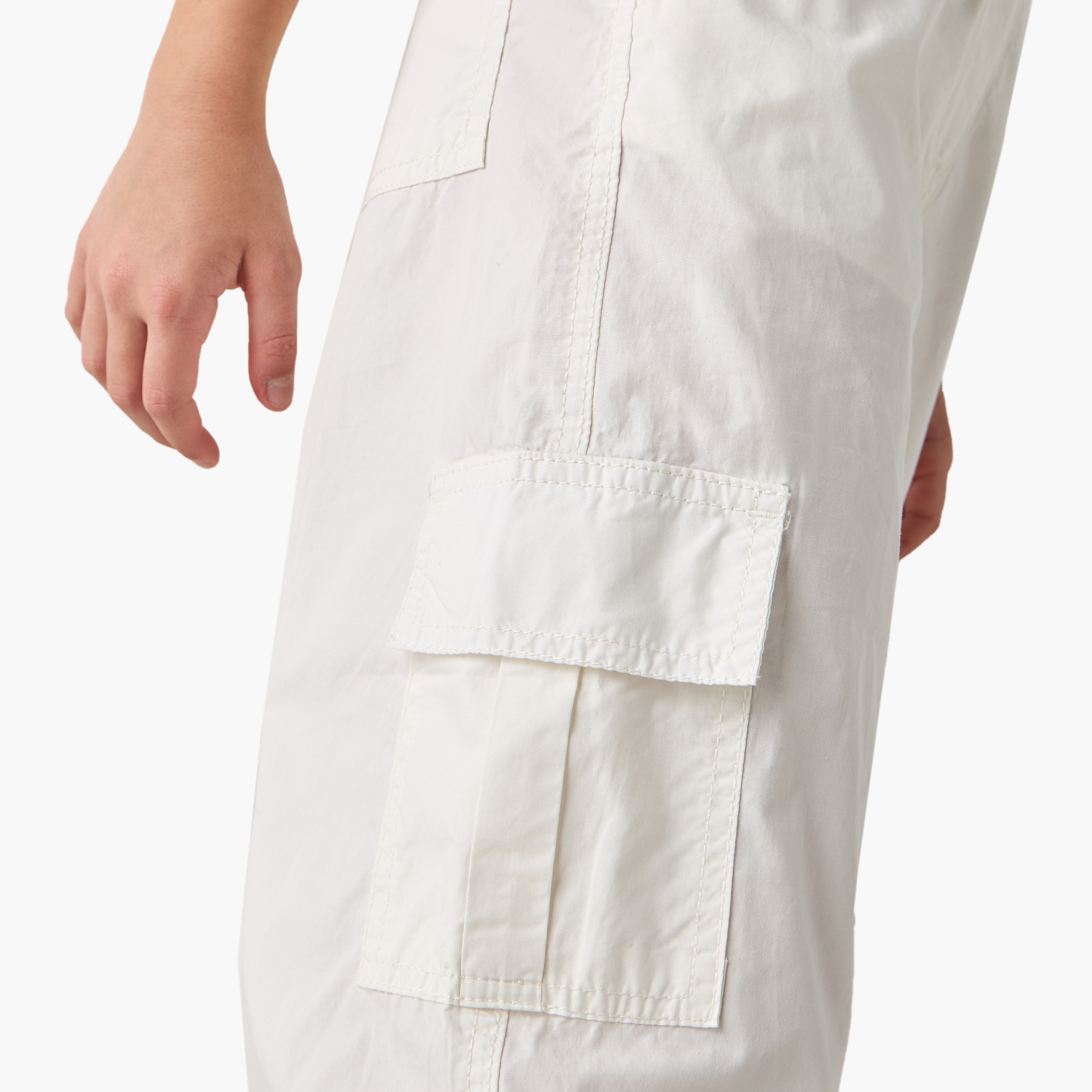 Juniors Solid Cargo Pants with Button Closure and Pockets-girls-clothing-bottoms-trousers-image-4