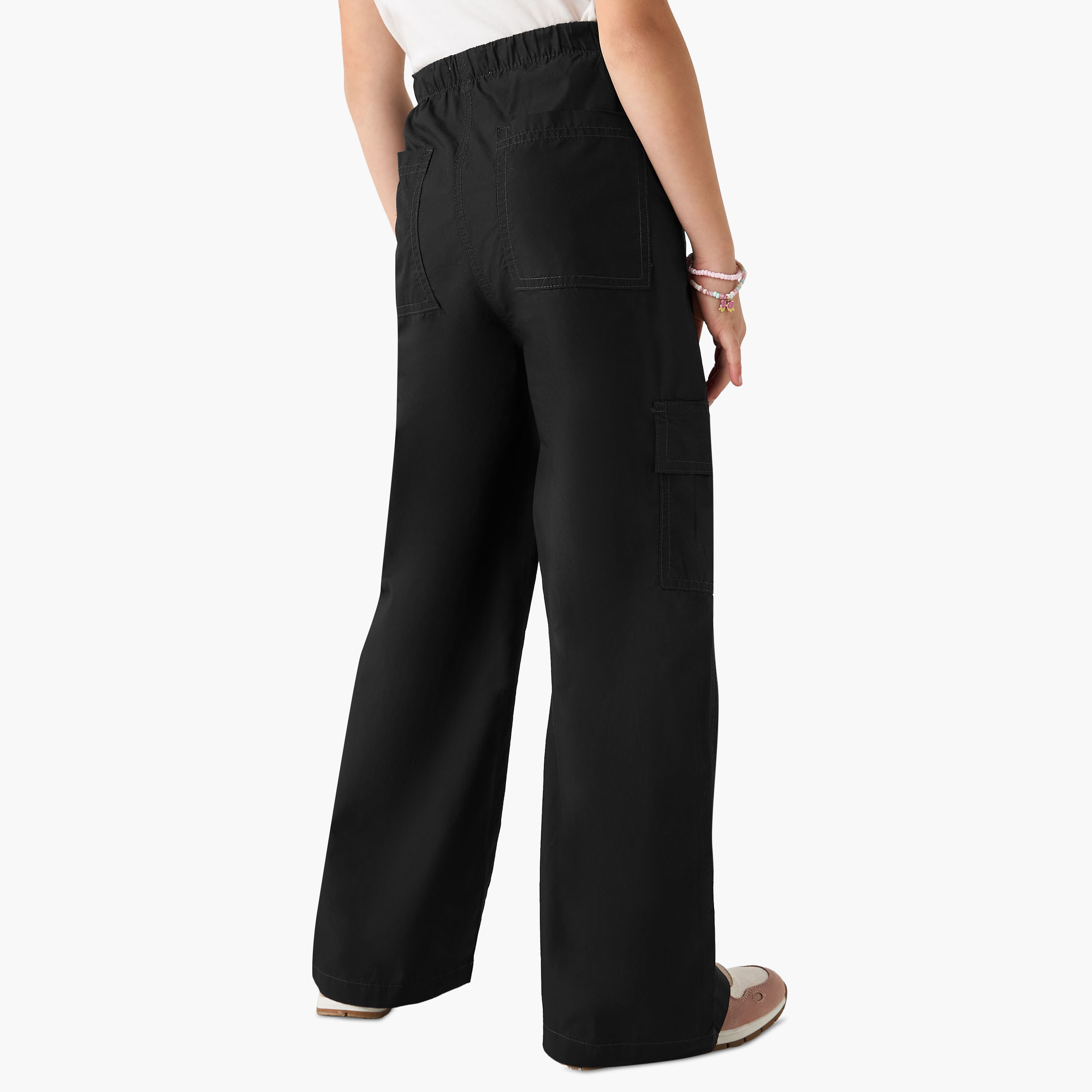 بنطلون كارجو سادة بجيوب وزر إغلاق من جونيورز-girls-clothing-bottoms-trousers-image-3