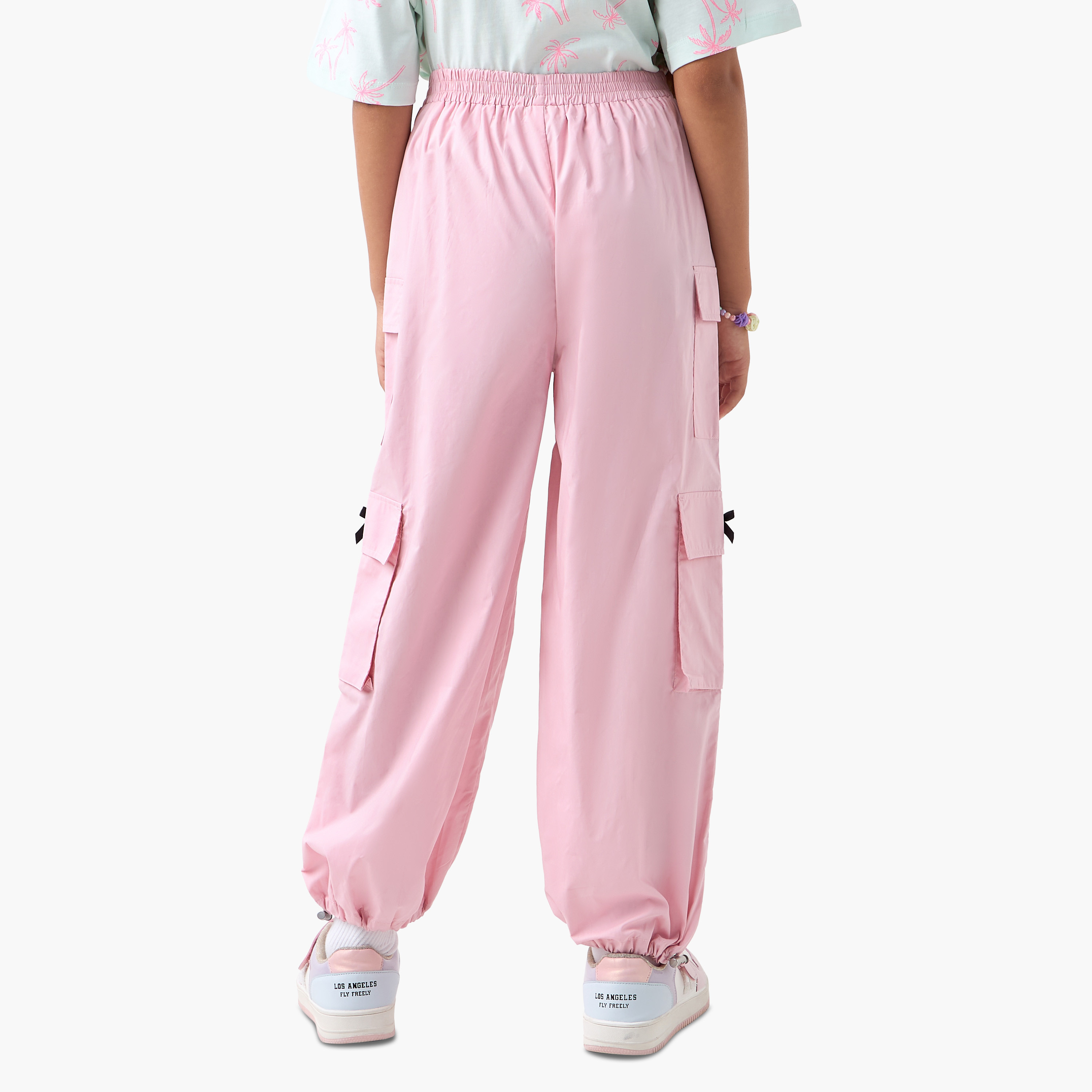 Juniors Solid Pants with Pockets and Semi-Elasticated Waistband-girls-clothing-bottoms-trousers-image-3