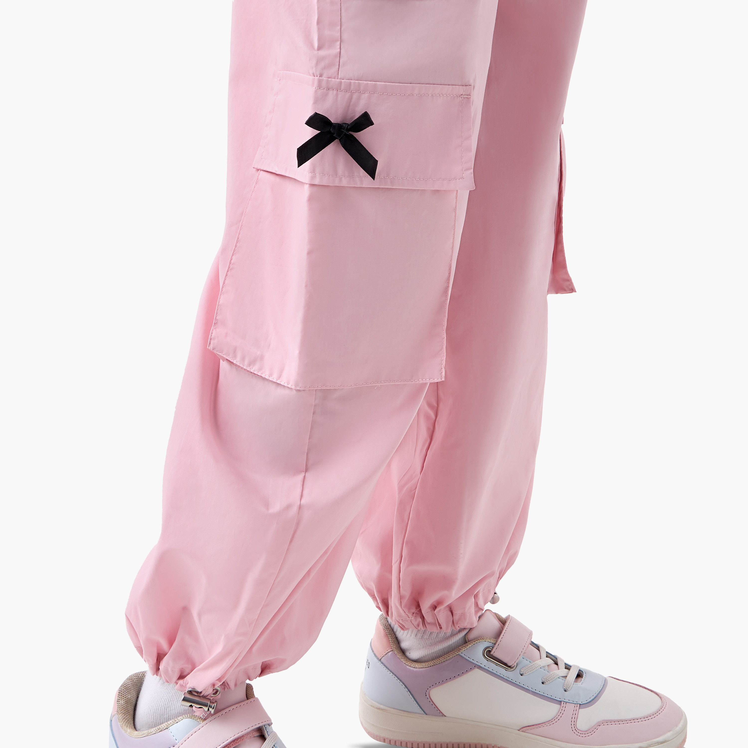 Juniors Solid Pants with Pockets and Semi-Elasticated Waistband-girls-clothing-bottoms-trousers-image-5