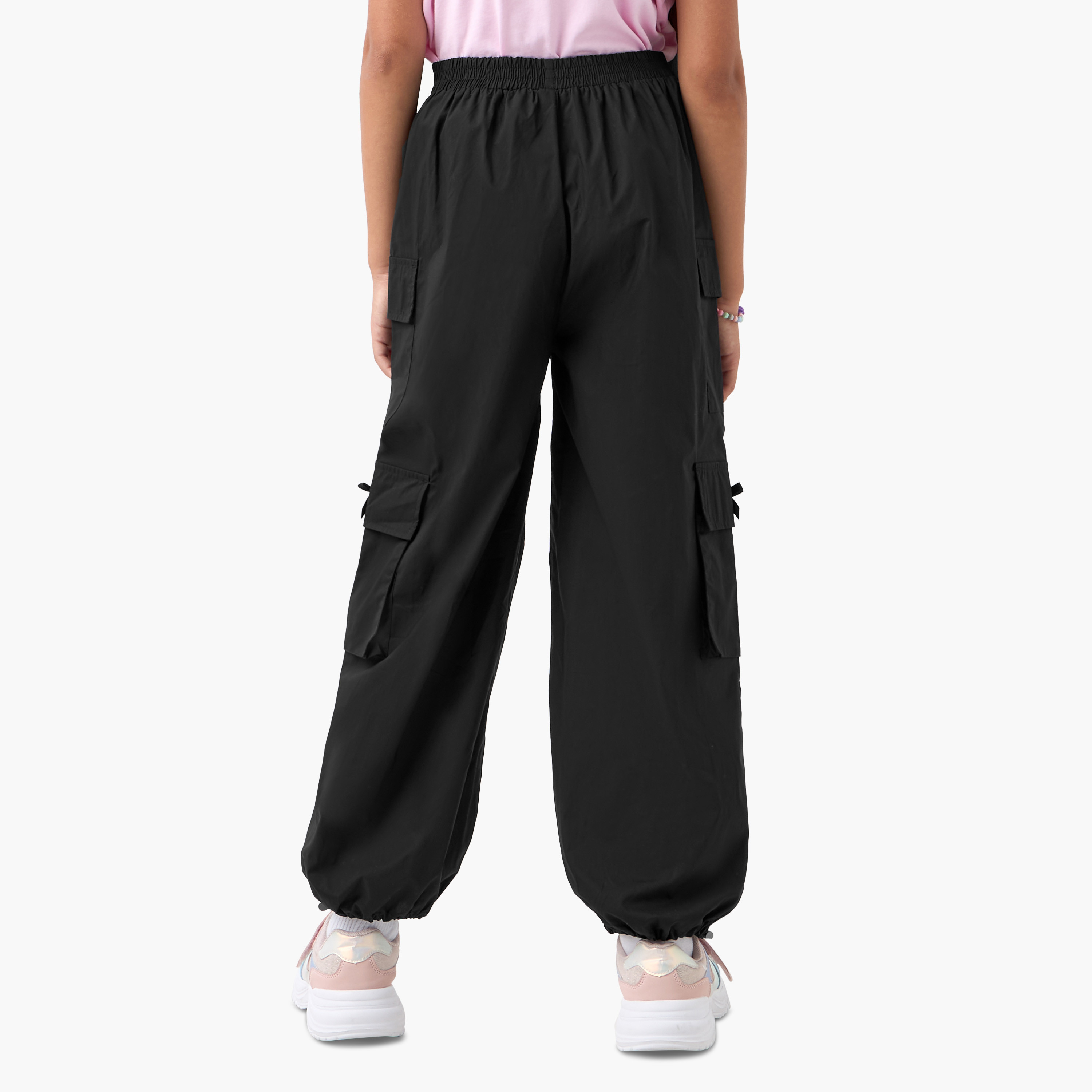بنطلون سادة بجيوب وخصر شبه مطاطي من جونيورز-girls-clothing-bottoms-trousers-image-3
