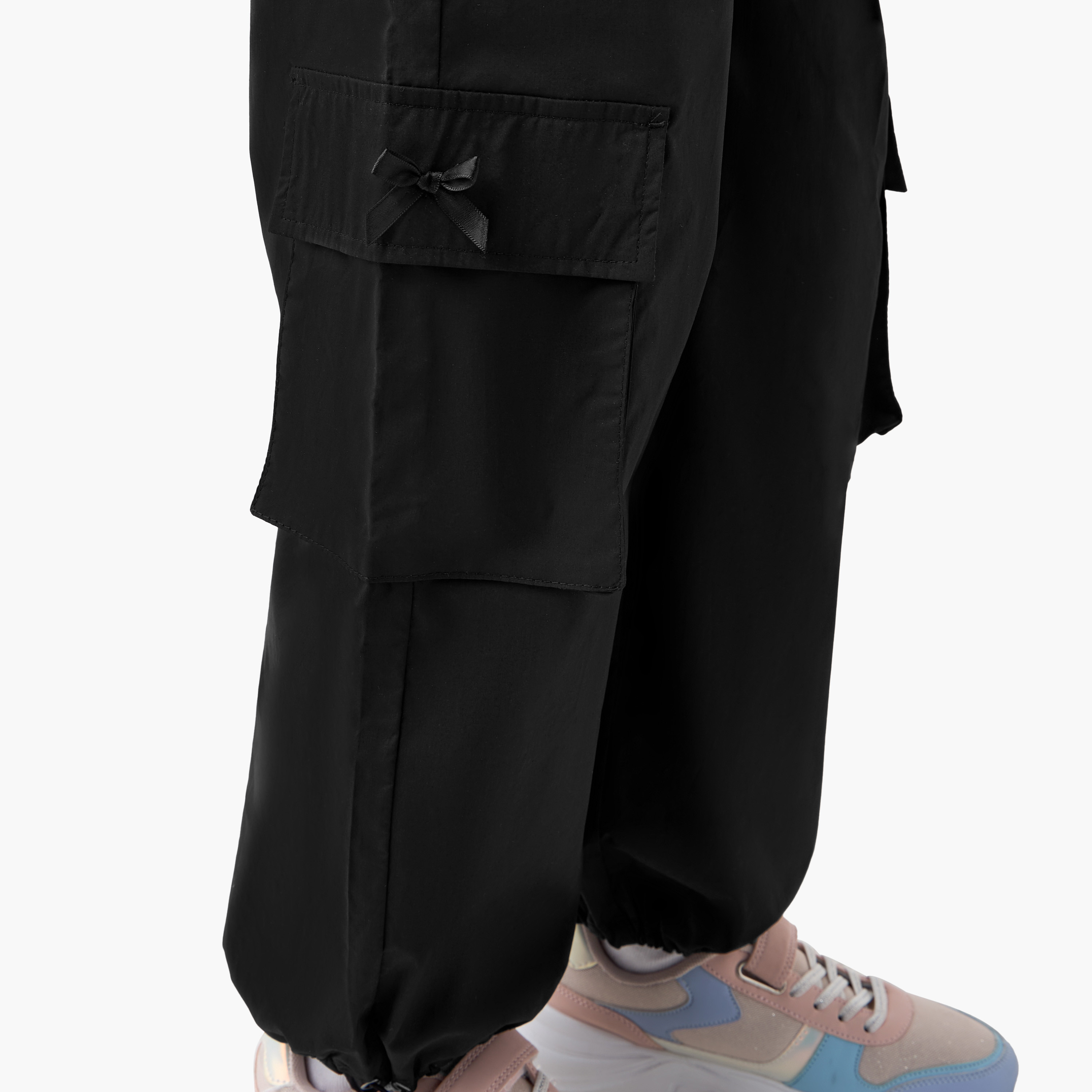 Juniors Solid Pants with Pockets and Semi-Elasticated Waistband-girls-clothing-bottoms-trousers-image-5