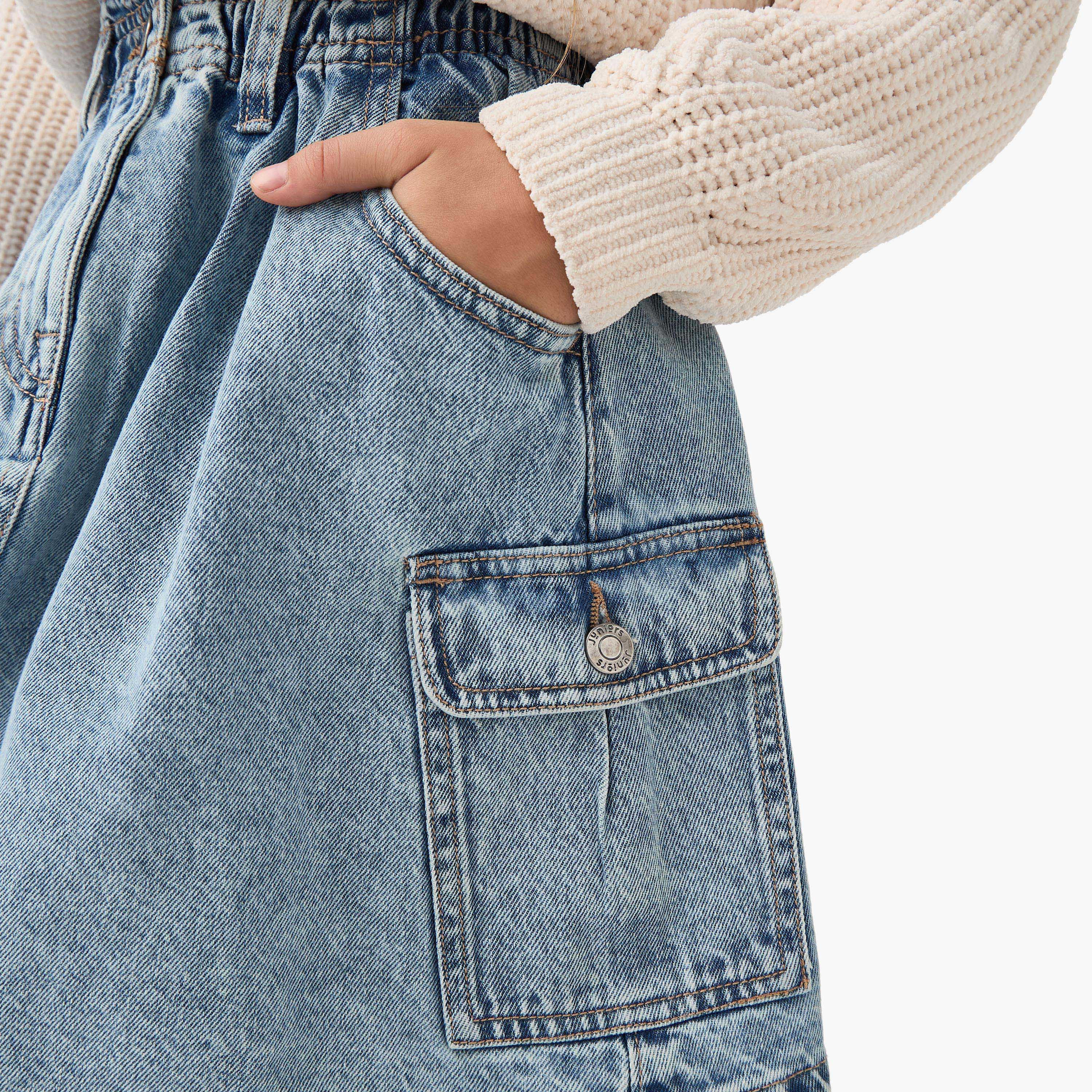 Juniors Denim Skirt with Pockets and Button Closure-girls-clothing-bottoms-skirts-image-4