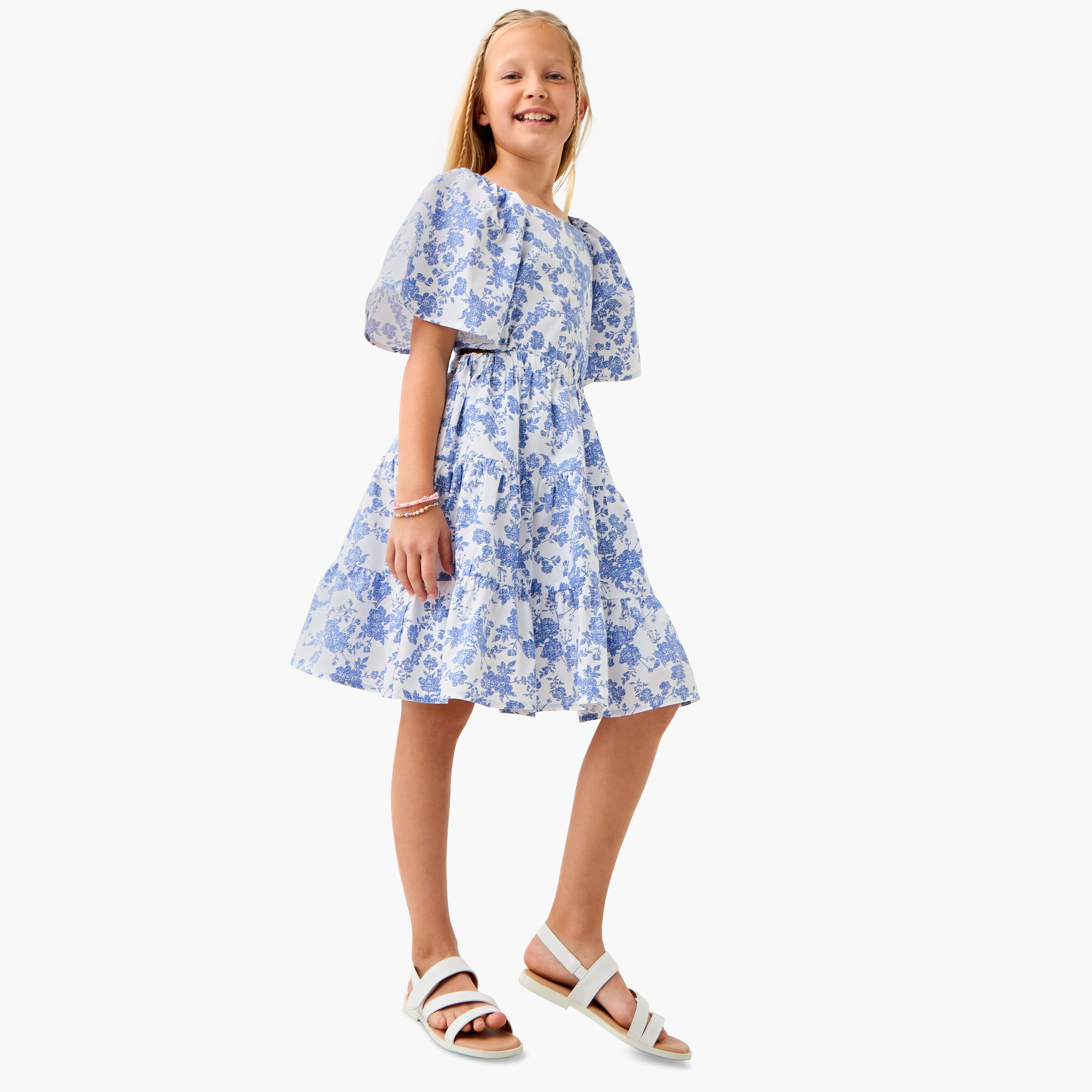 فستان بطبعات أزهار وأكمام واسعة من جونيورز-girls-clothing-dressesandjumpsuits-image-2