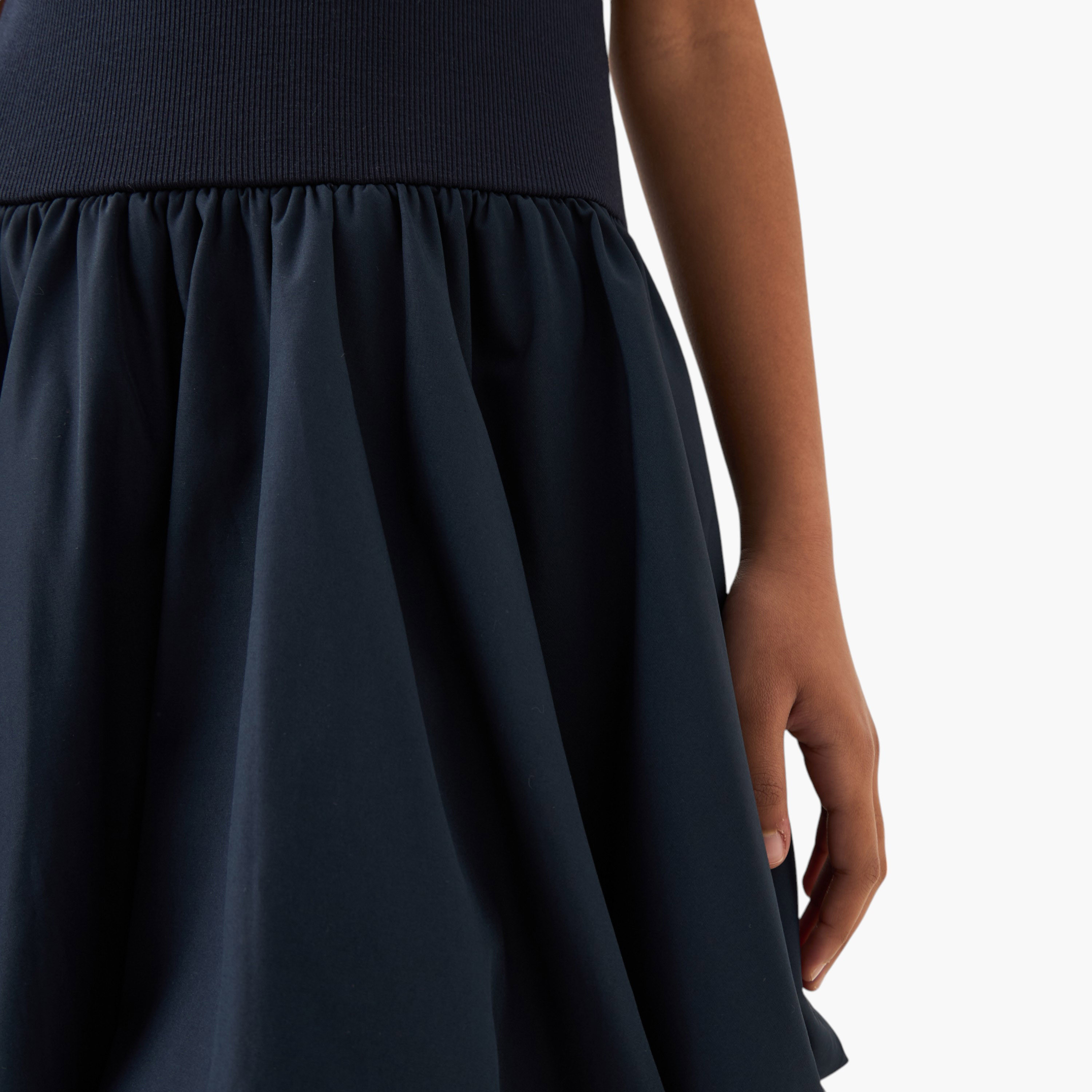 Juniors Textured Balloon Dress with Short Sleeves-girls-clothing-dressesandjumpsuits-image-4