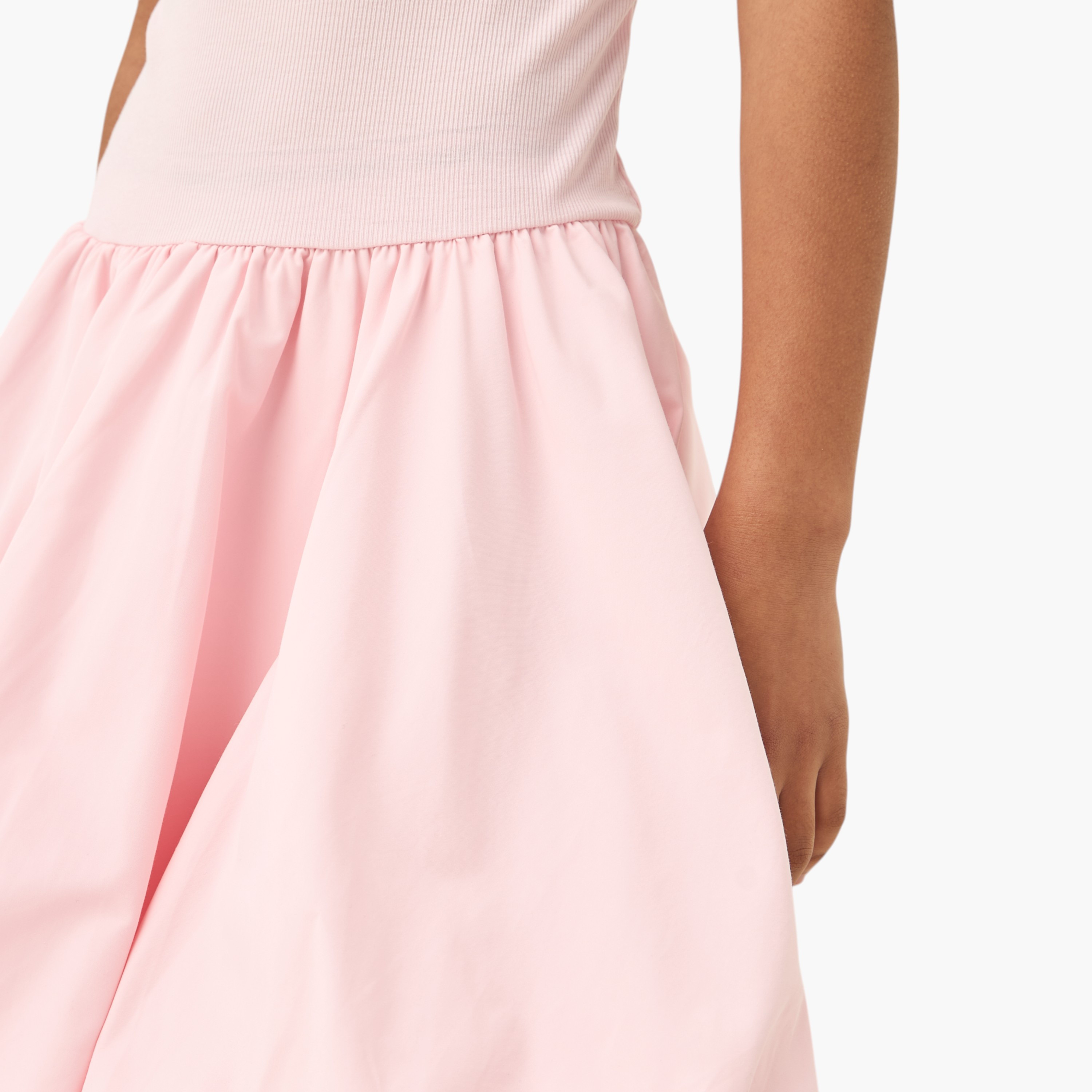 Juniors Textured Balloon Dress with Short Sleeves-girls-clothing-dressesandjumpsuits-image-4