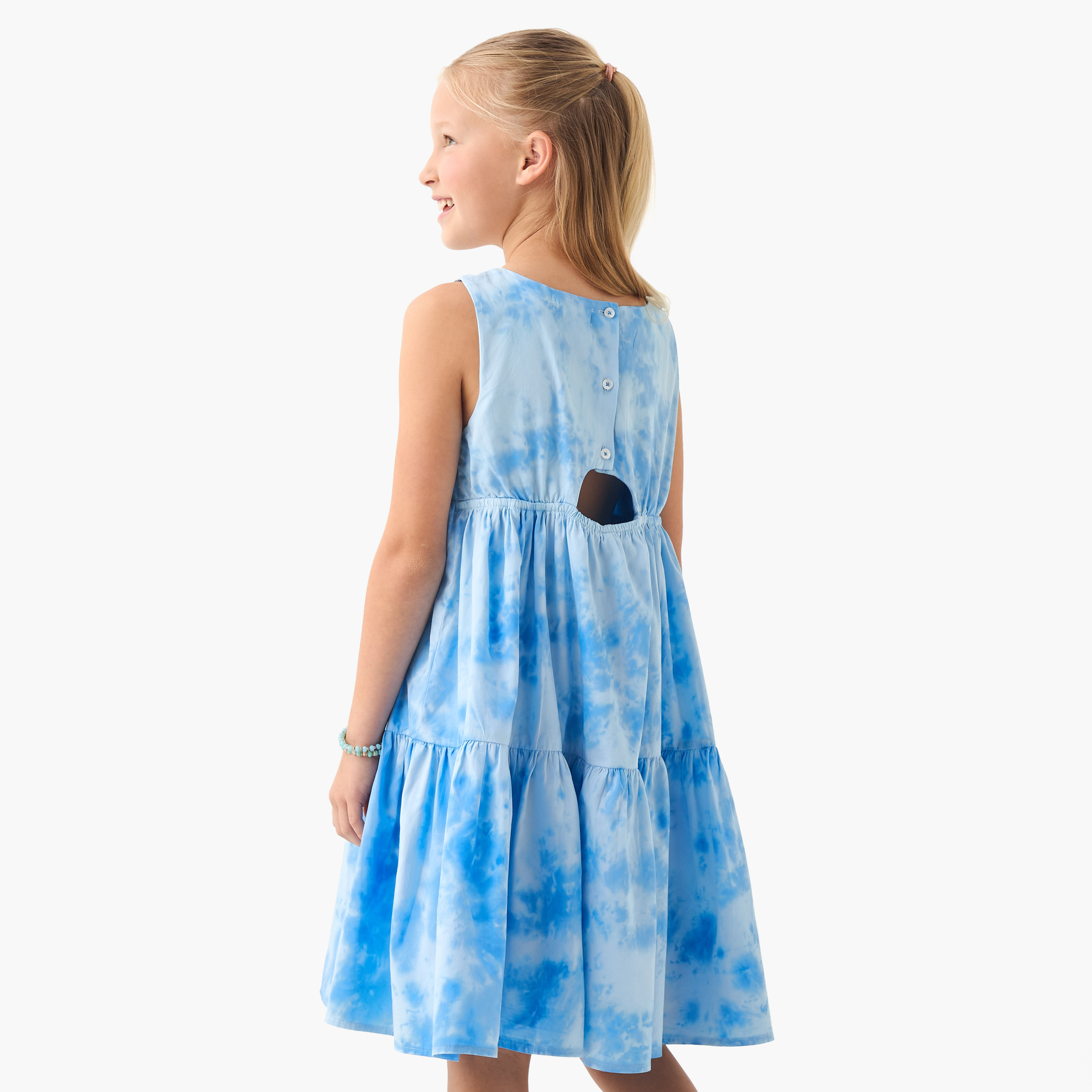 Juniors Tie-Dye Sleeveless Tiered Dress with Button Closure and Cut-Out Detail-girls-clothing-dressesandjumpsuits-image-3