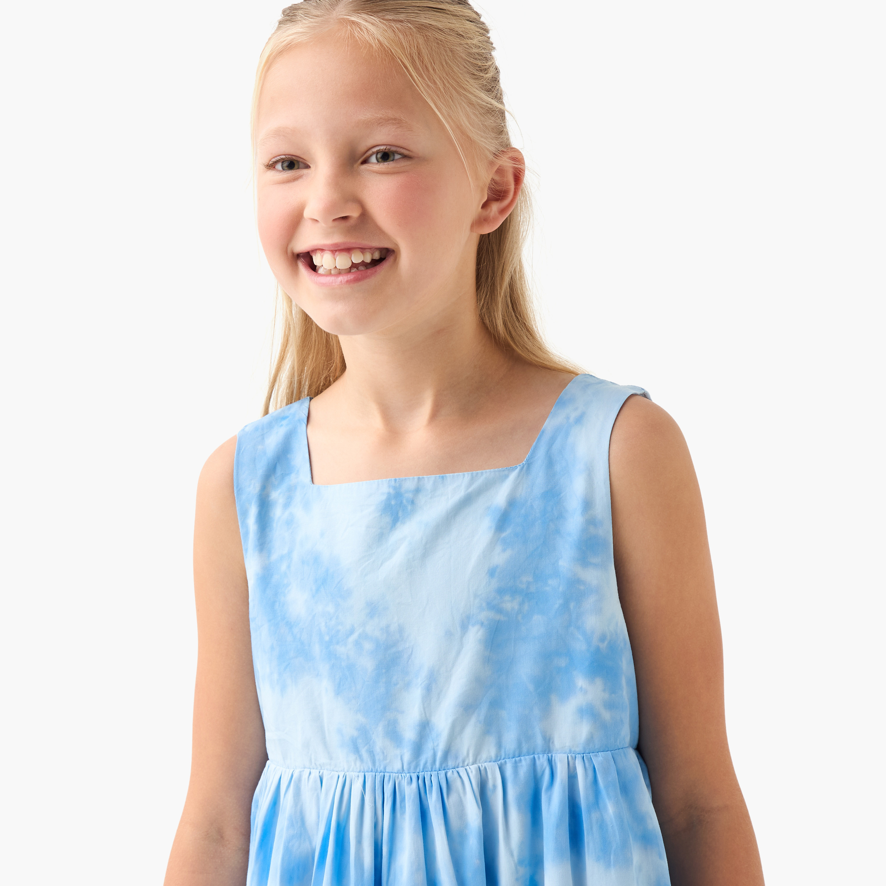 Juniors Tie-Dye Sleeveless Tiered Dress with Button Closure and Cut-Out Detail-girls-clothing-dressesandjumpsuits-image-4
