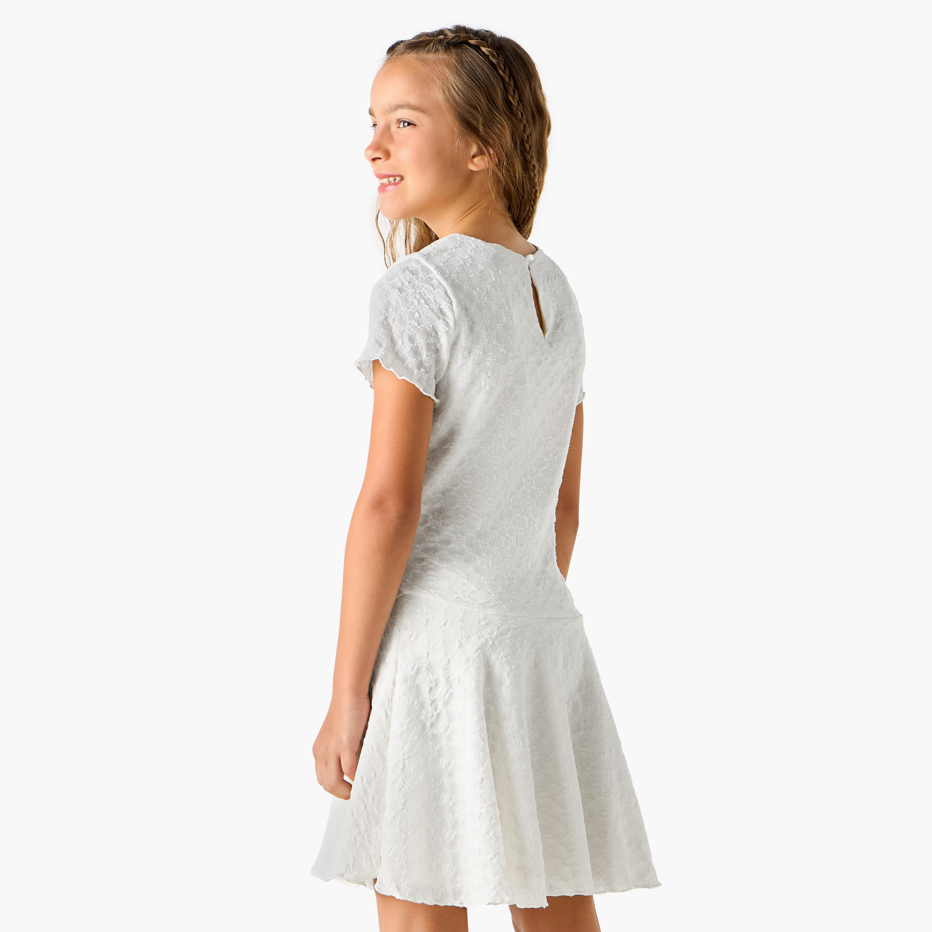 Juniors Textured Dress with Short Sleeves-girls-clothing-dressesandjumpsuits-image-3