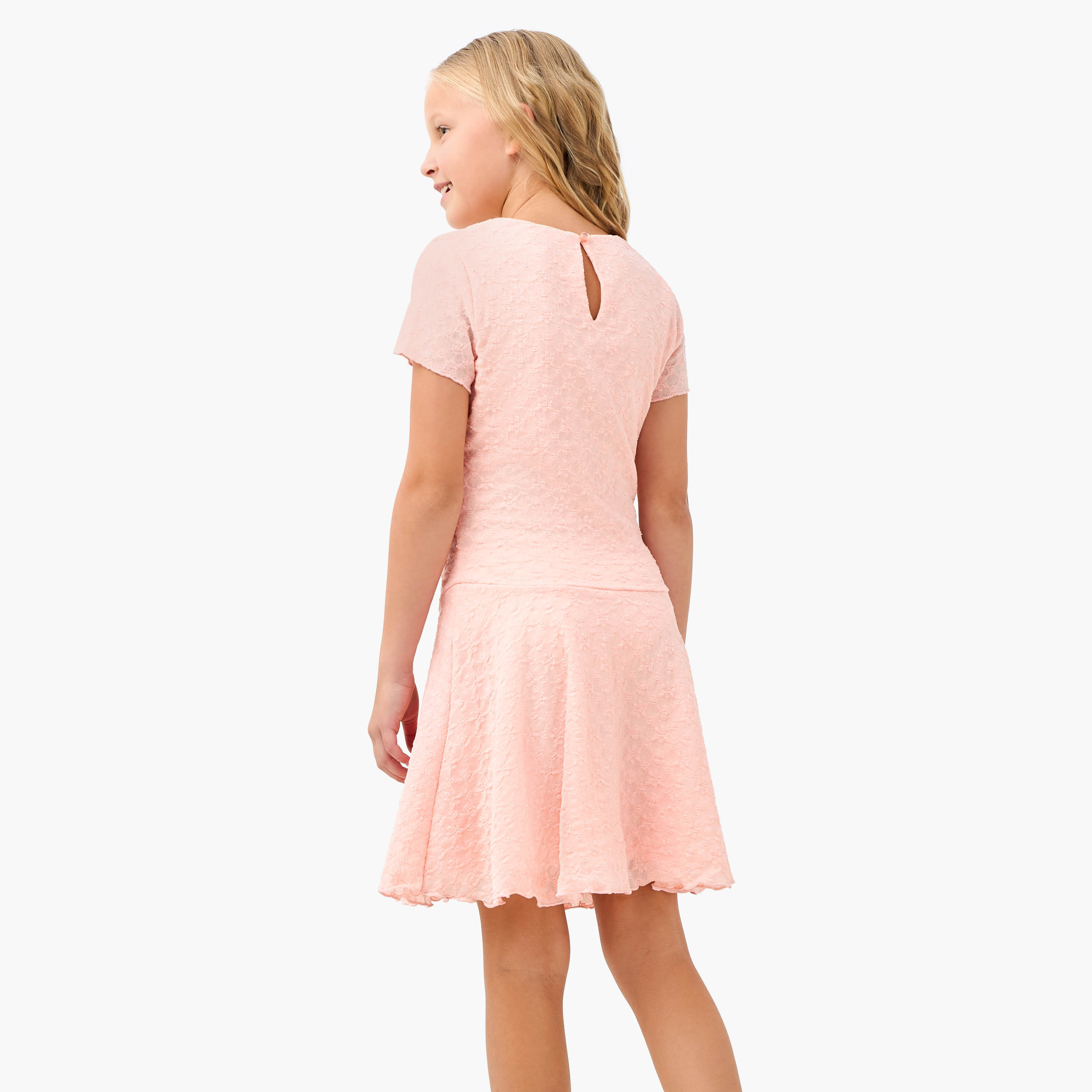 Juniors Textured Dress with Short Sleeves-girls-clothing-dressesandjumpsuits-image-3