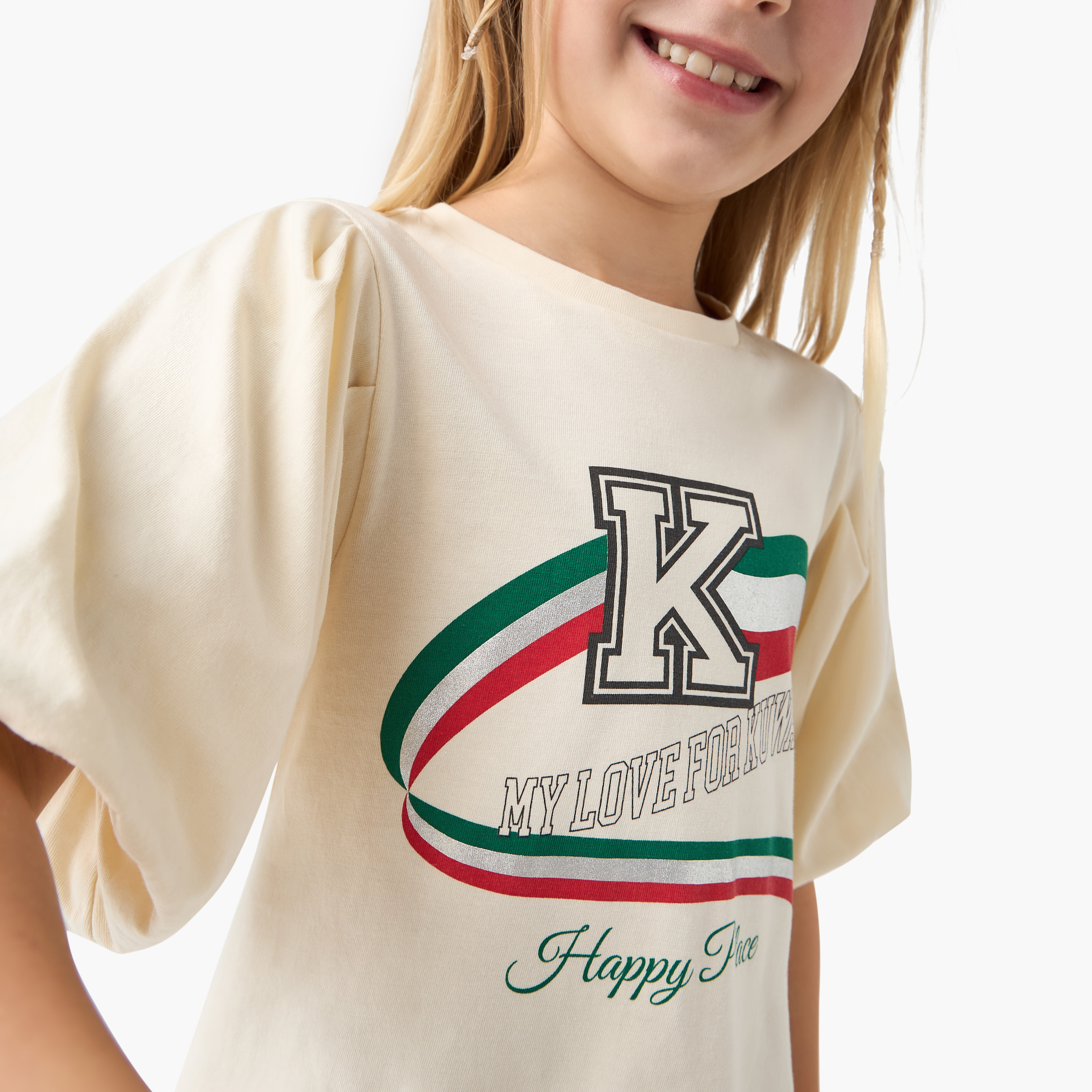 Juniors Kuwait National Day Print Dress with Short Sleeves-girls-clothing-dressesandjumpsuits-image-4