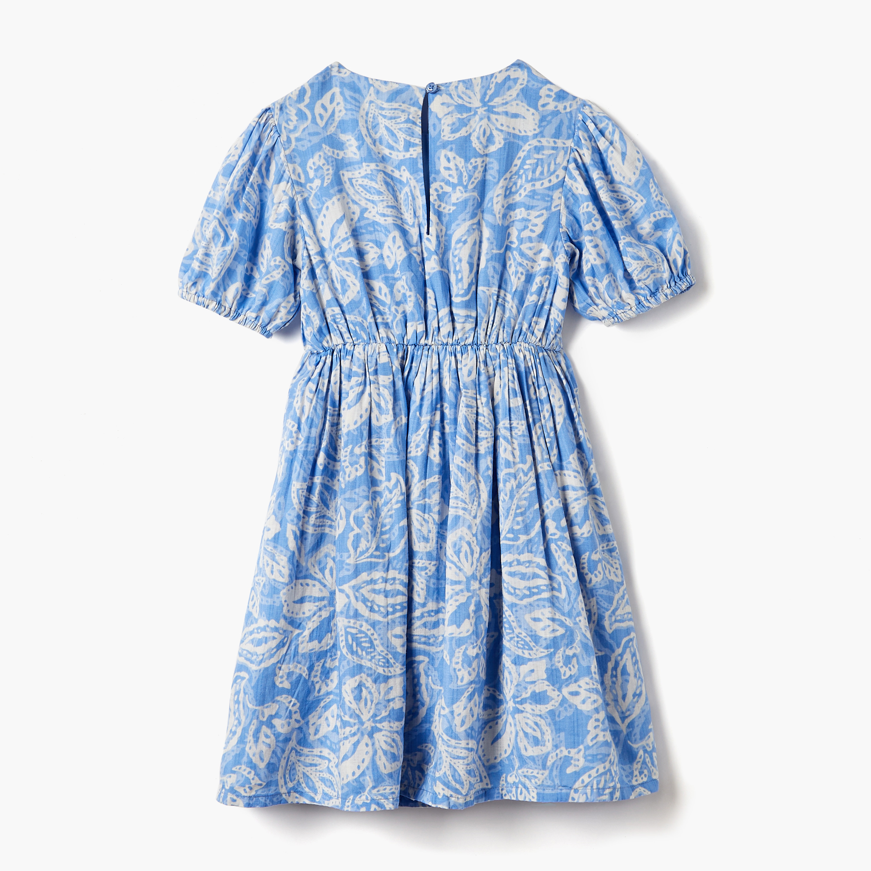 فستان سادة بتفاصيل كشكش وأكمام قصيرة من جونيور-girls-clothing-dressesandjumpsuits-image-2