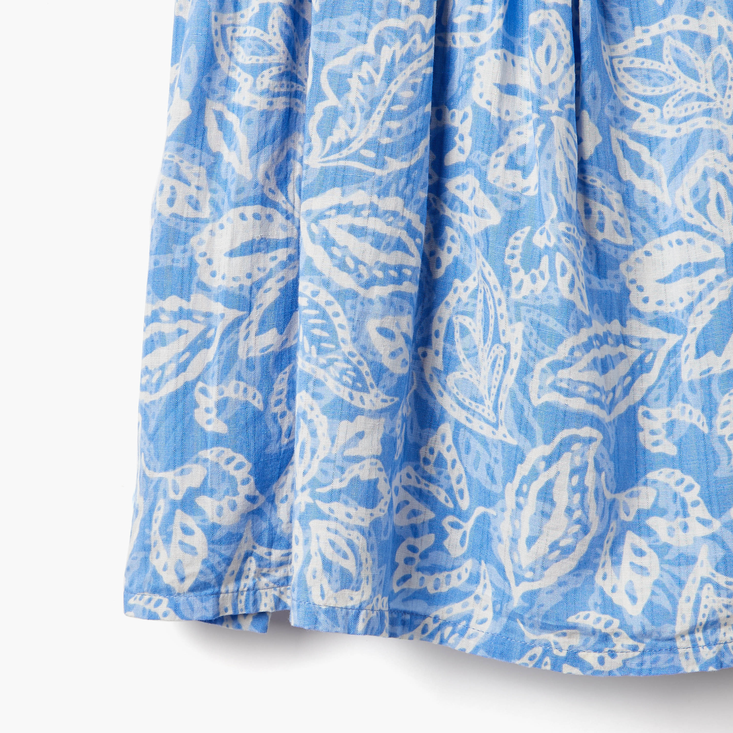 فستان سادة بتفاصيل كشكش وأكمام قصيرة من جونيور-girls-clothing-dressesandjumpsuits-image-4